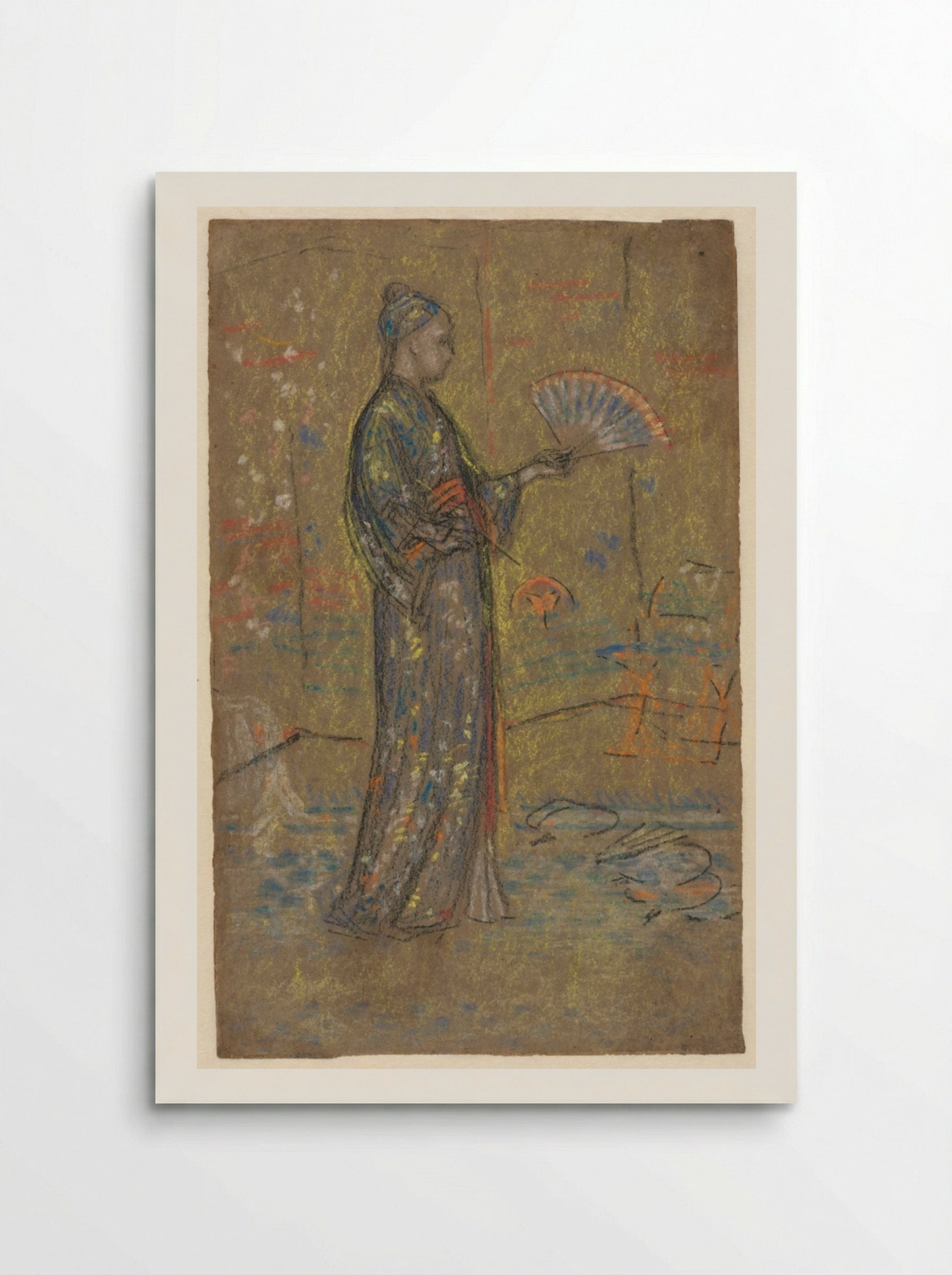 Japanese Woman Painting a Fan (recto) - James McNeill Whistler - Poster