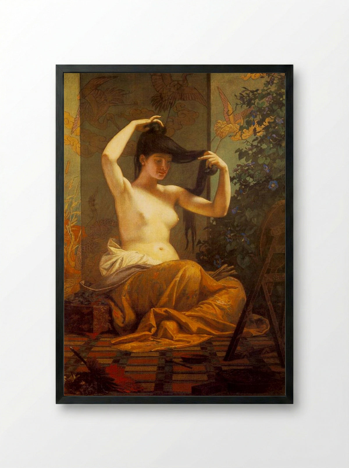 Japanese Woman - Bertalan Székely - Framed Print Black
