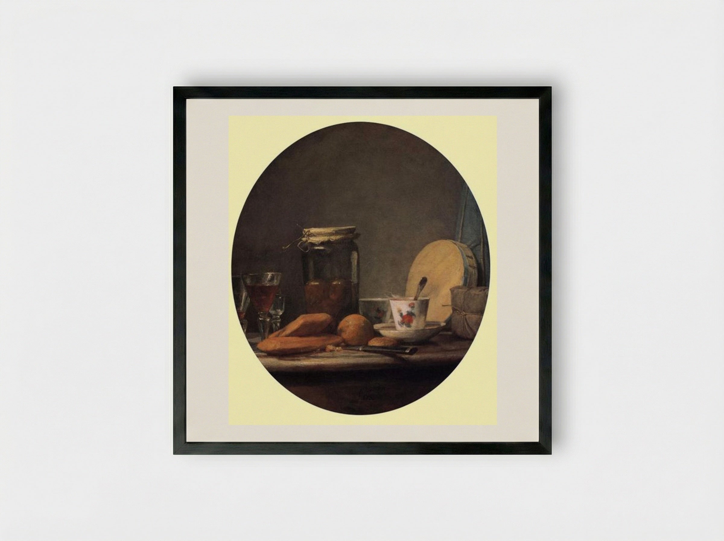 Jar of Apricots - Jean-Baptiste-Siméon Chardin - Framed Print Black