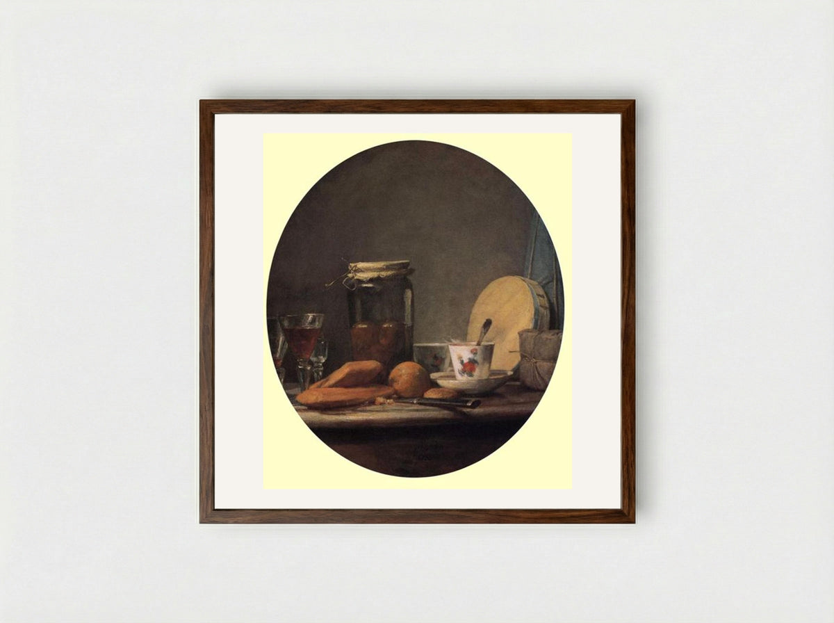 Jar of Apricots - Jean-Baptiste-Siméon Chardin - Framed Print Dark Wood