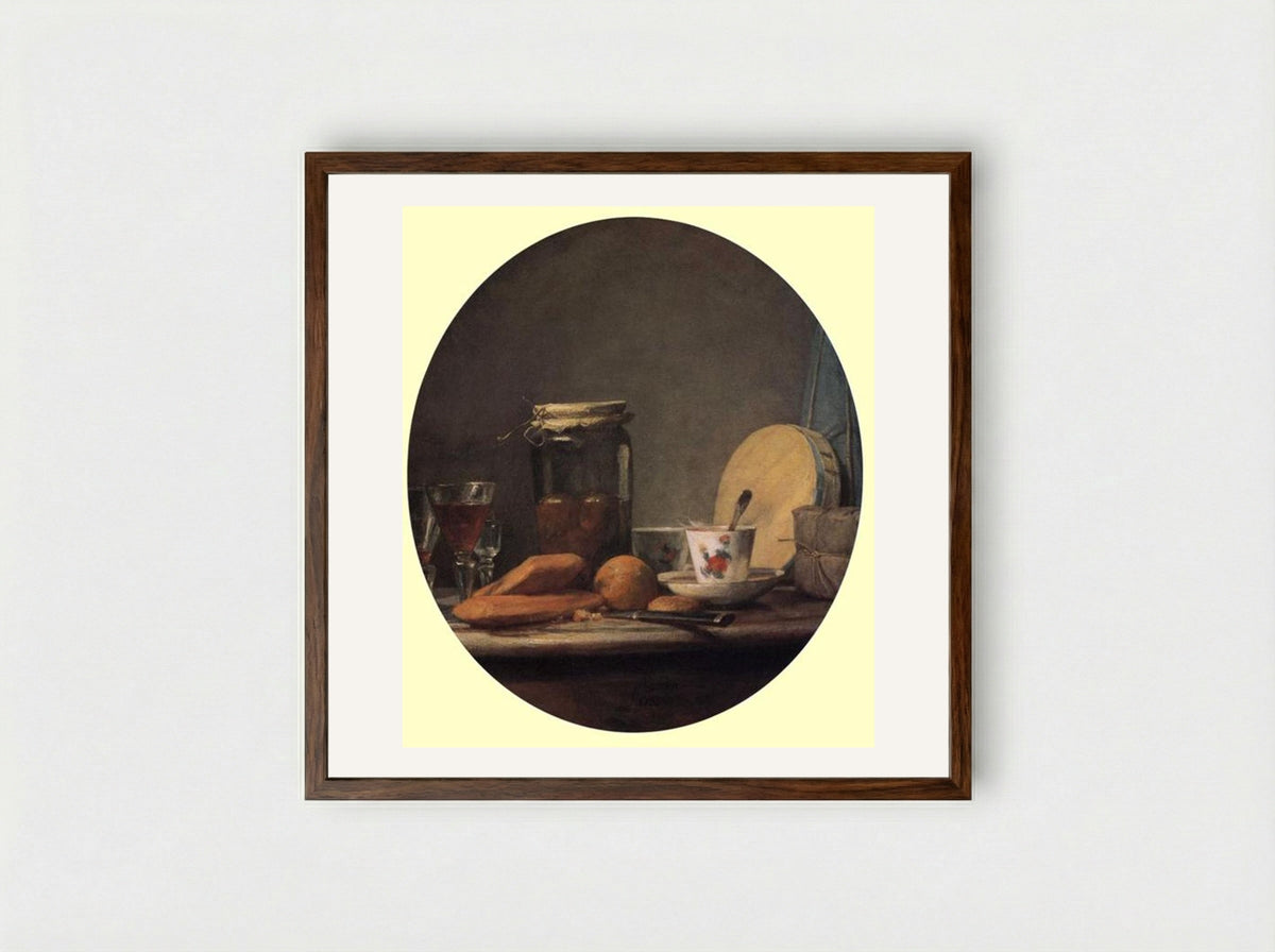 Jar of Apricots - Jean-Baptiste-Siméon Chardin - Framed Print Dark Wood