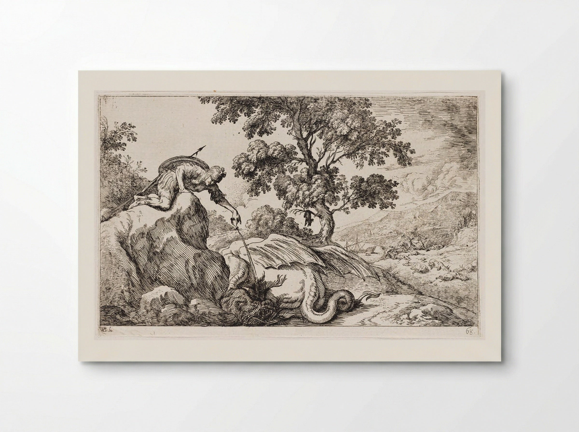 Jason Pours a Sleeping Potion into the Eyes of the Dragon Guarding the Golden Fleece - Johann Wilhelm Baur - Poster