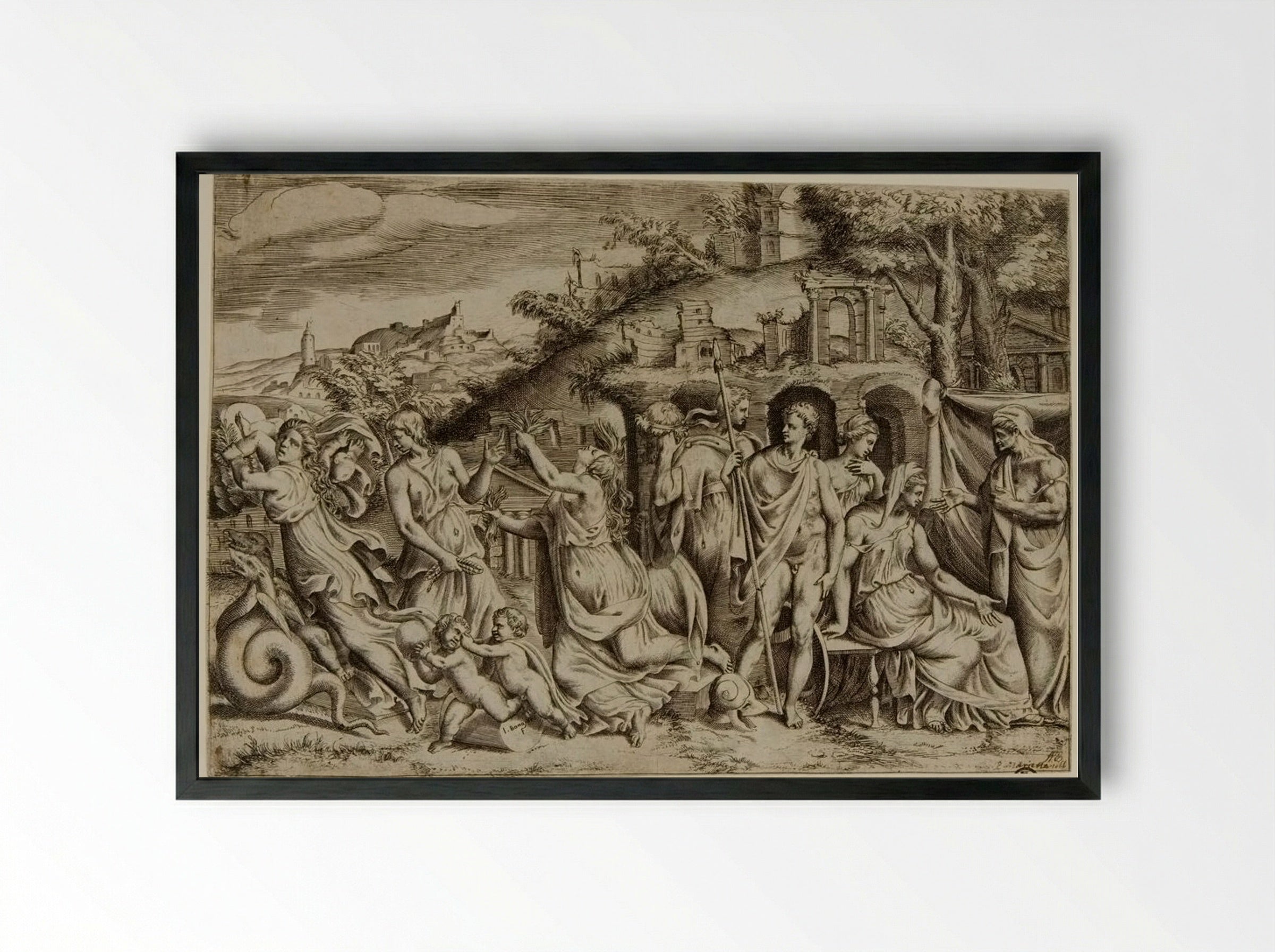 Jason and Medea - Giulio Bonasone - Framed Print Black