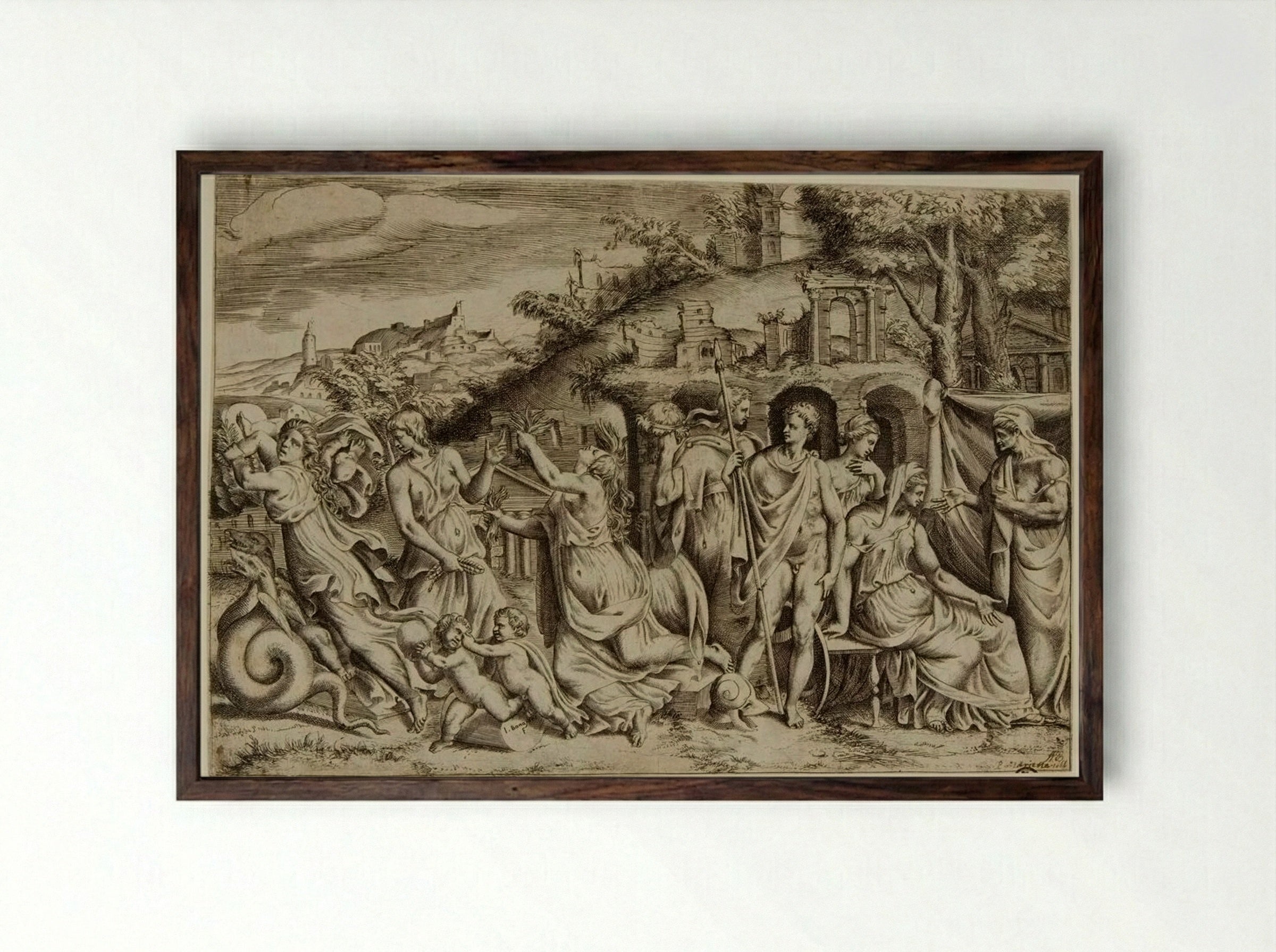 Jason and Medea - Giulio Bonasone - Framed Print Dark Wood