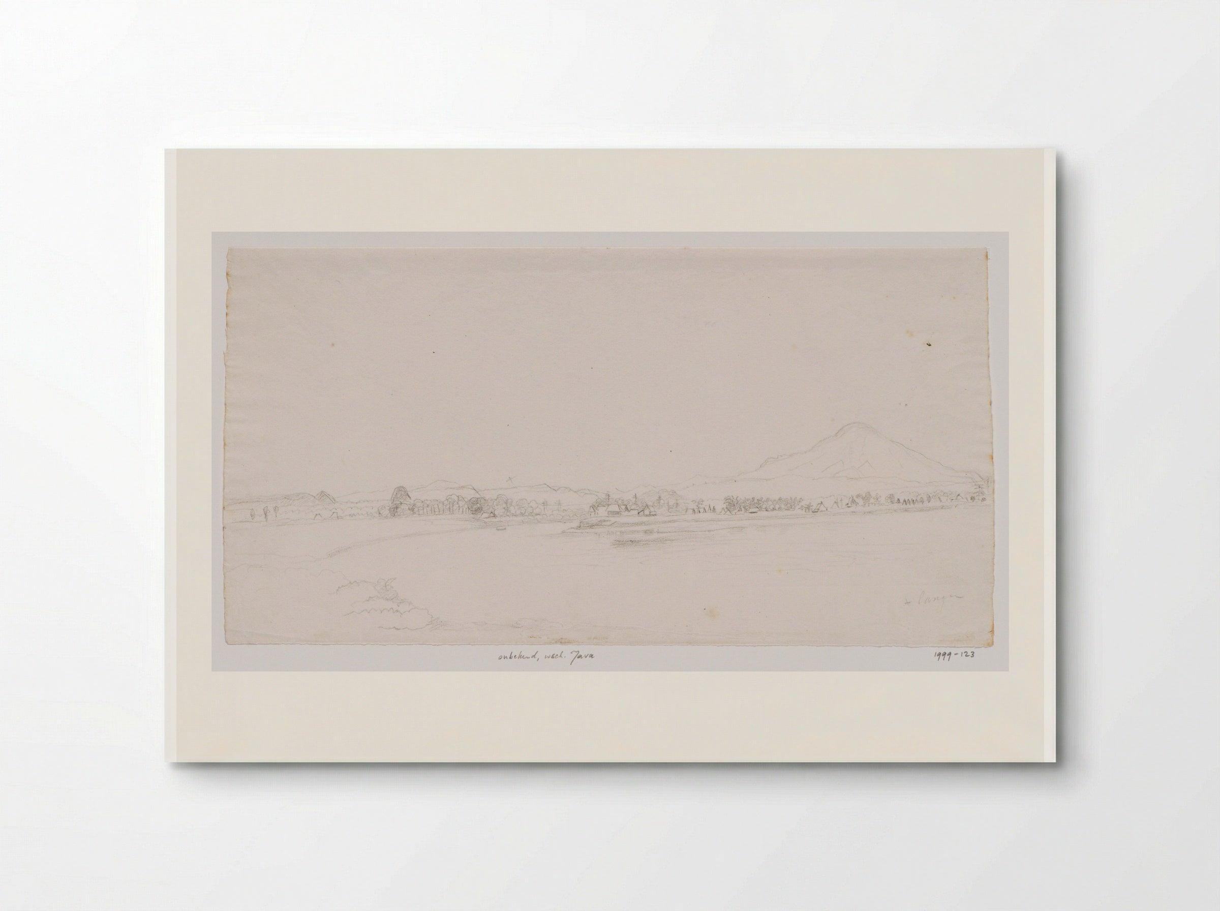 Javaans landschap met rivier en een dorp - Adrianus Johannes Bik - Poster