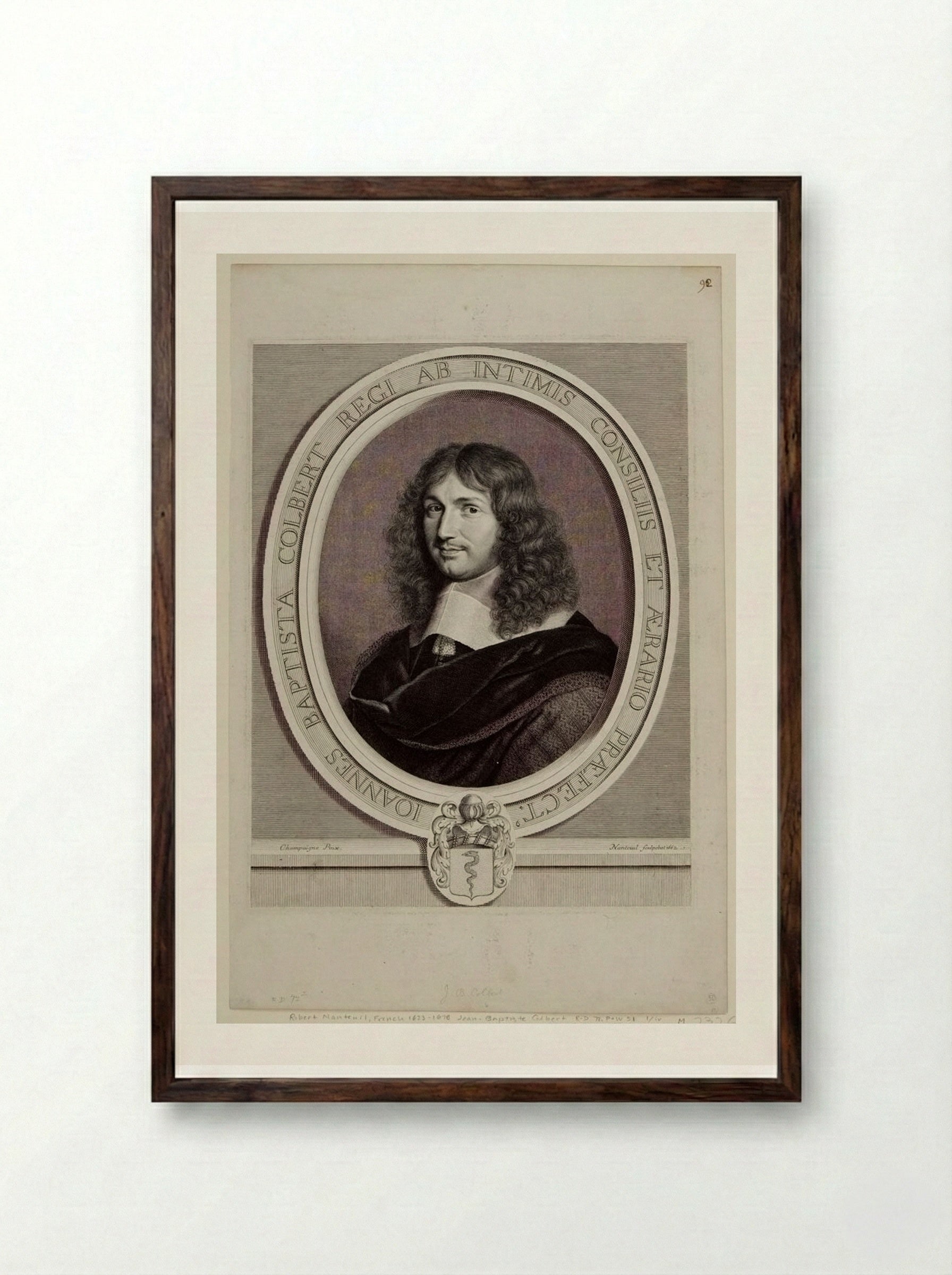 Jean-Baptiste Colbert, Contrôleur général des Finances - Robert Nanteuil - Framed Print Dark Wood