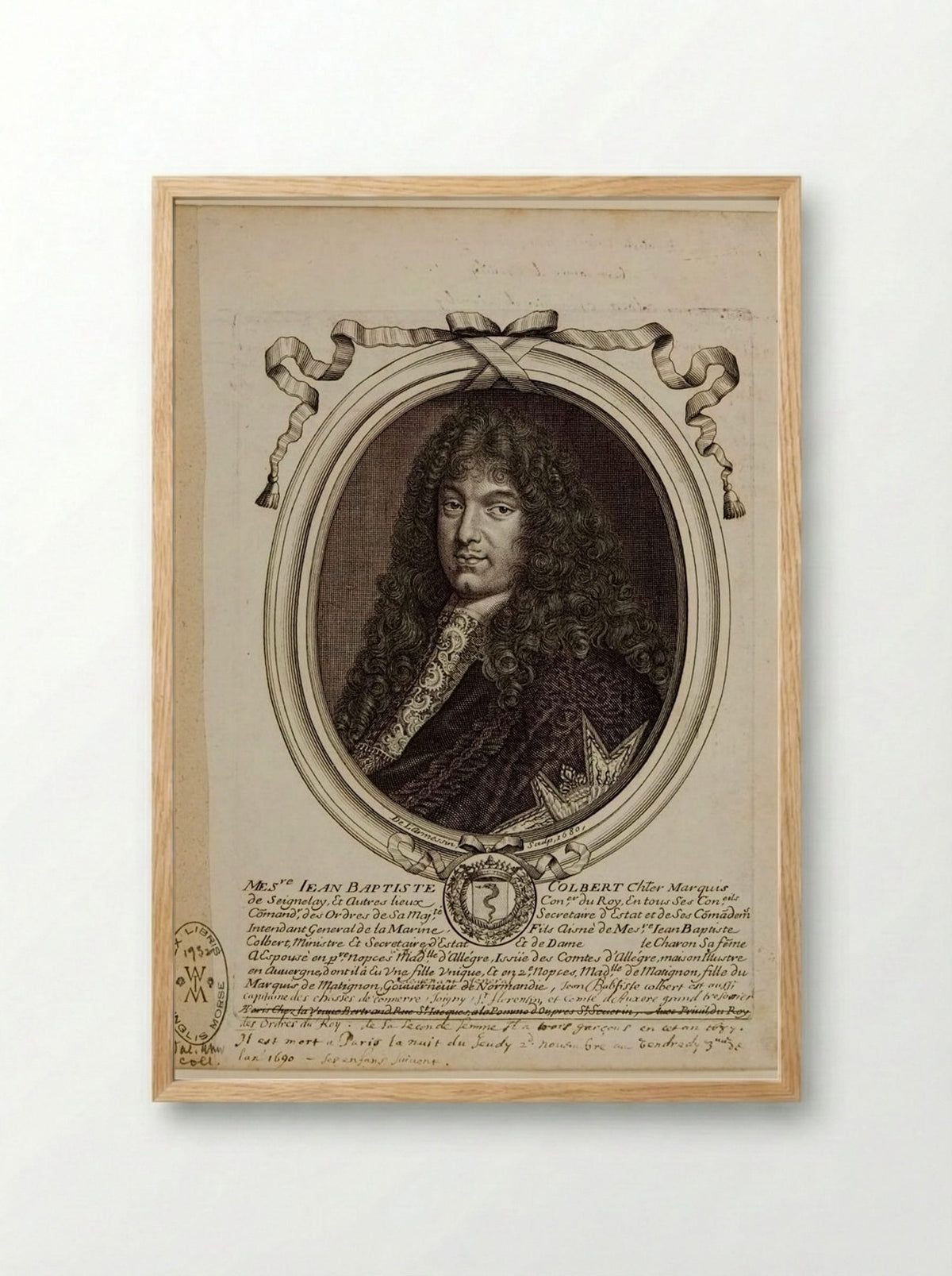 Jean Baptiste Colbert, Marquis de Seignelay - Nicolas de Larmessin the Elder - Framed Print Wood