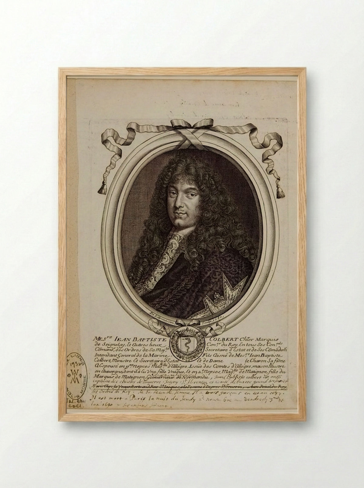 Jean Baptiste Colbert, Marquis de Seignelay - Nicolas de Larmessin the Elder - Framed Print Wood