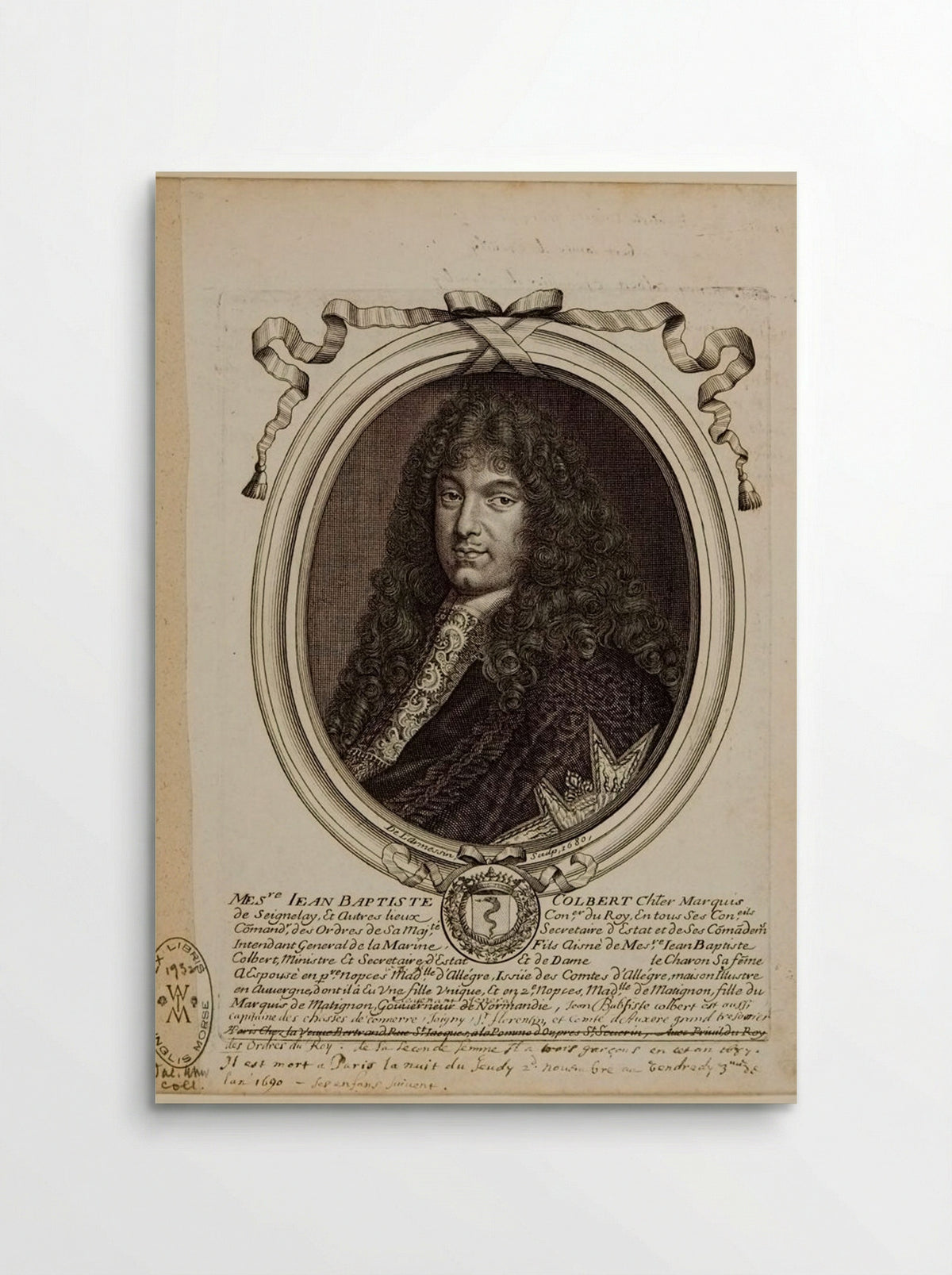 Jean Baptiste Colbert, Marquis de Seignelay - Nicolas de Larmessin the Elder - Poster
