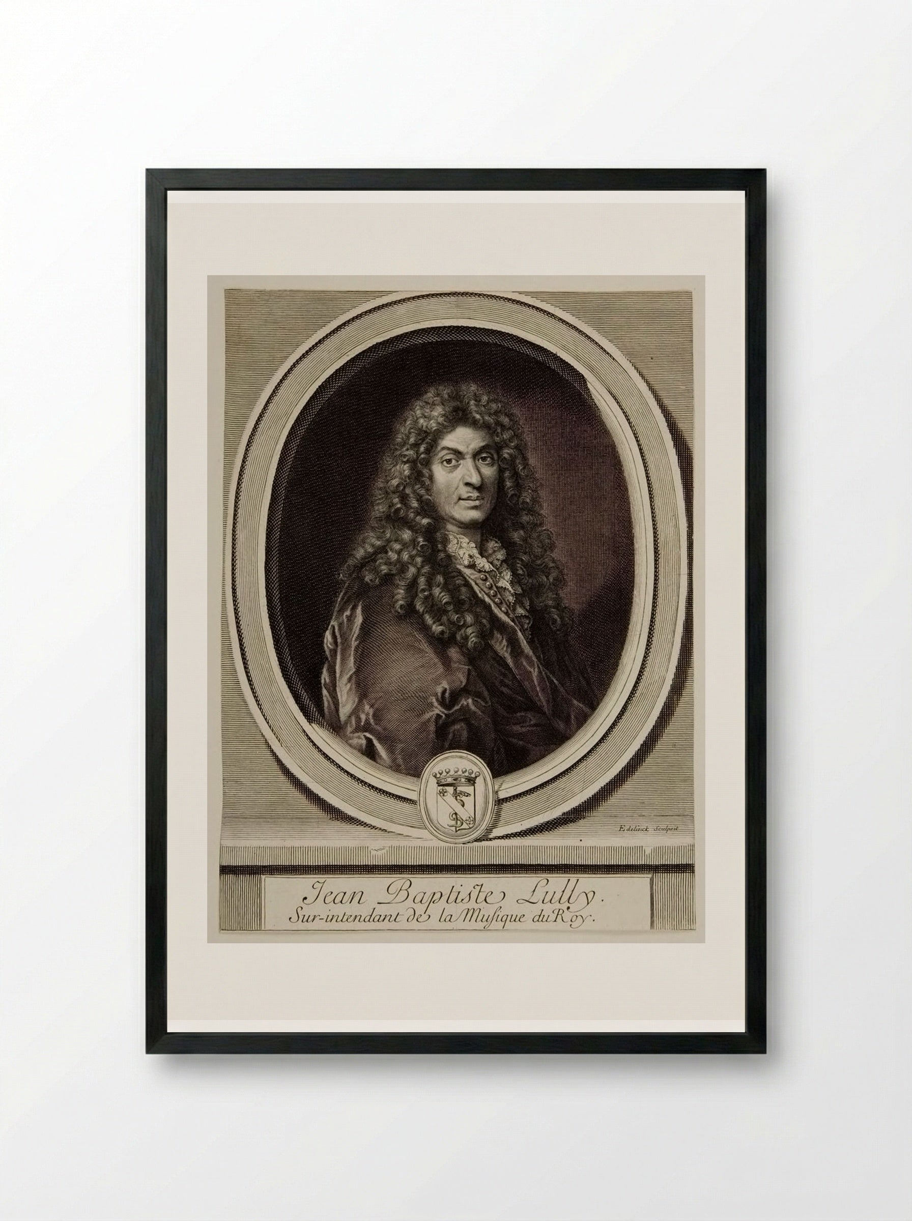Jean-Baptiste Lully - Gérard Edelinck - Framed Print Black