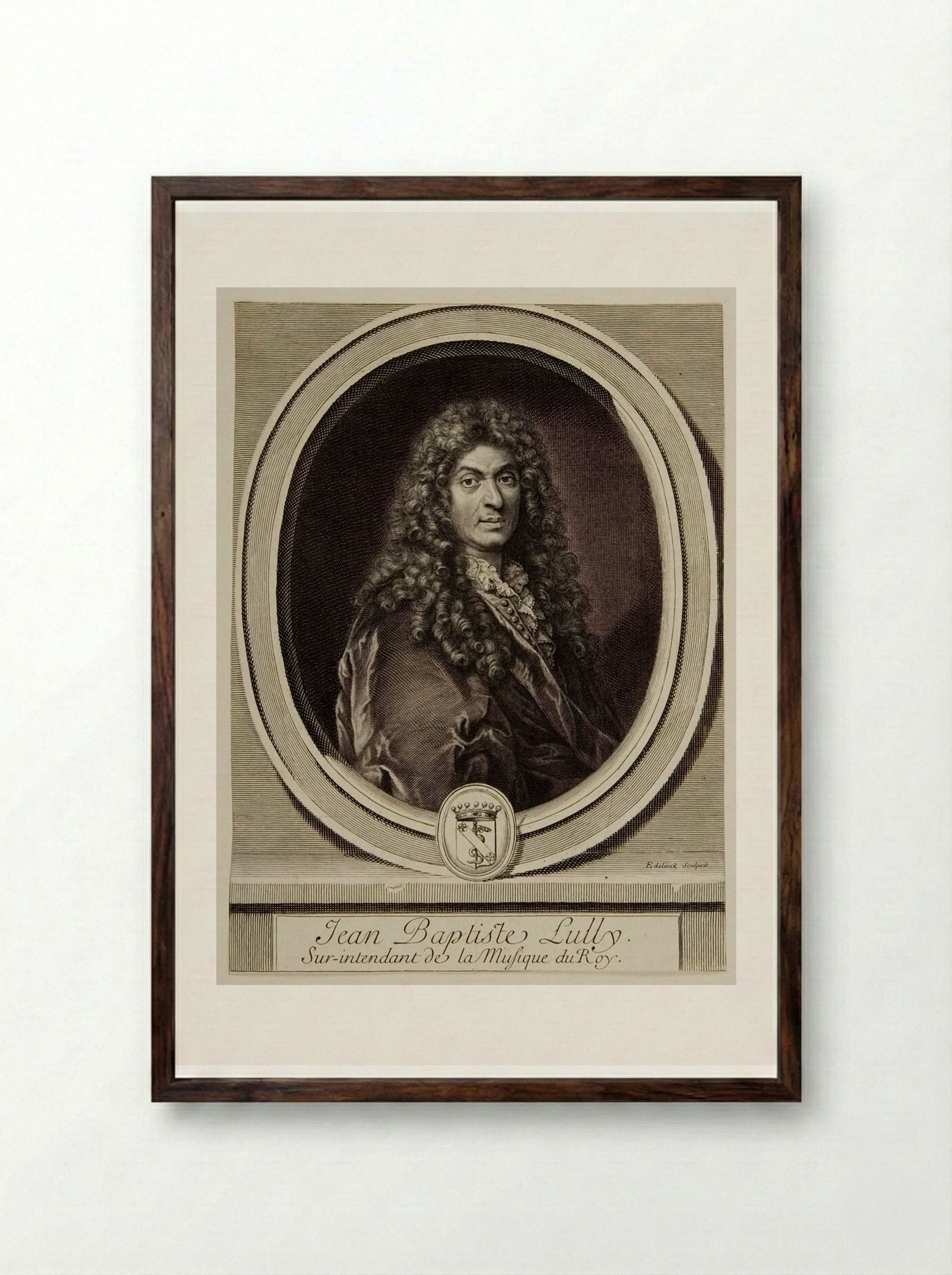 Jean-Baptiste Lully - Gérard Edelinck - Framed Print Dark Wood