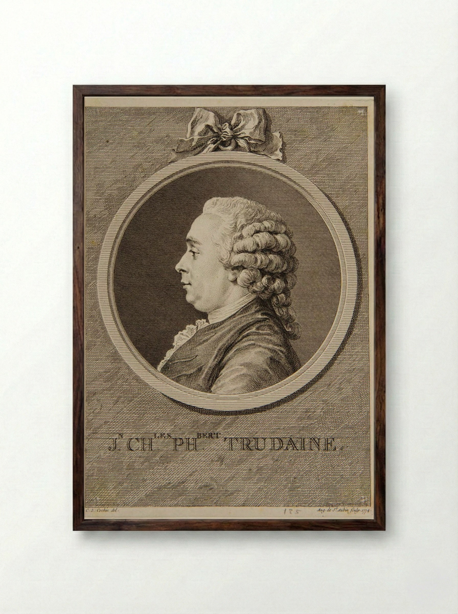Jean Charles Philibert Trudaine de Montigny - Augustin de Saint-Aubin - Framed Print Dark Wood