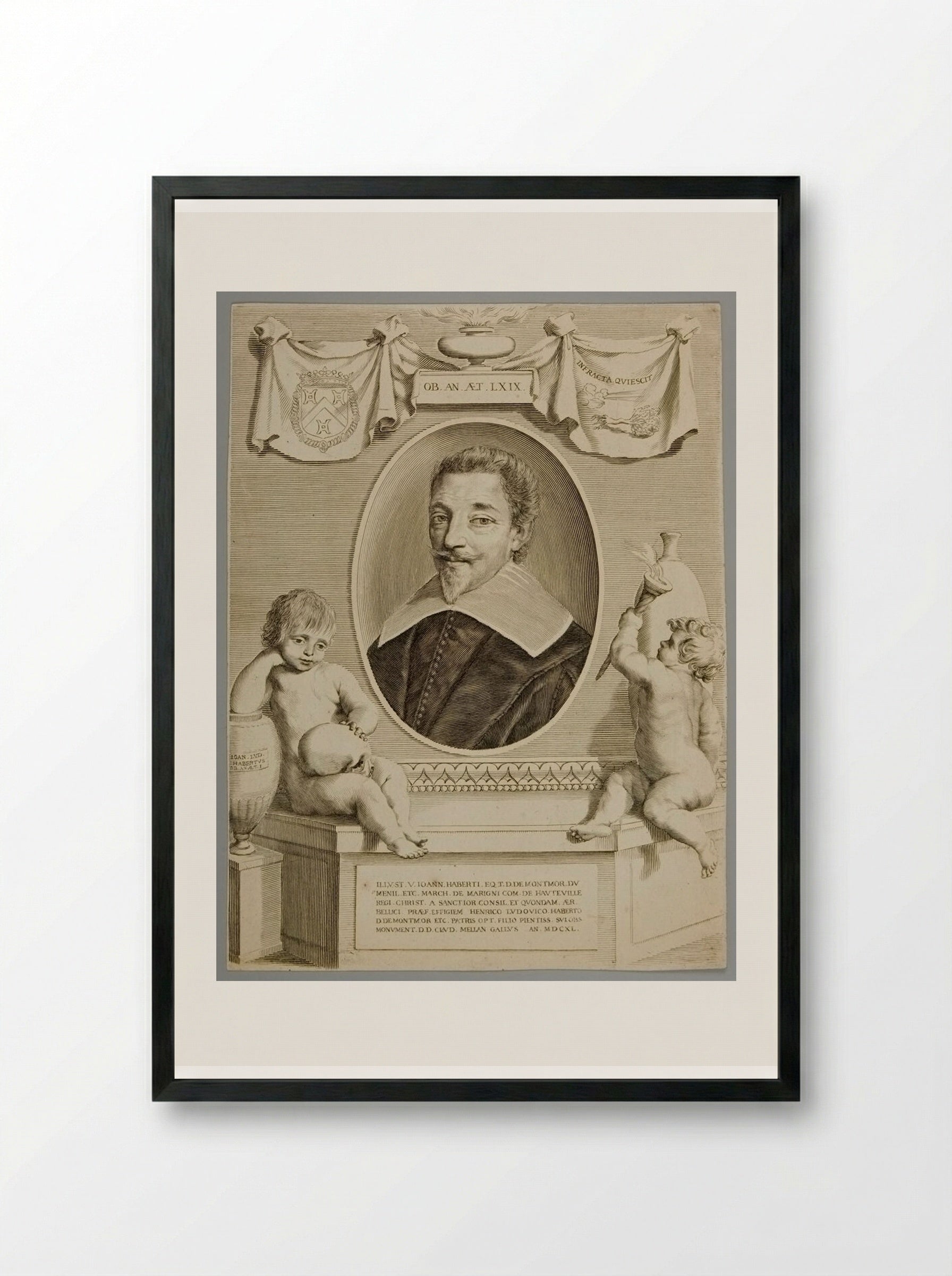 Jean Habert de Montmor - Claude Mellan - Framed Print Black