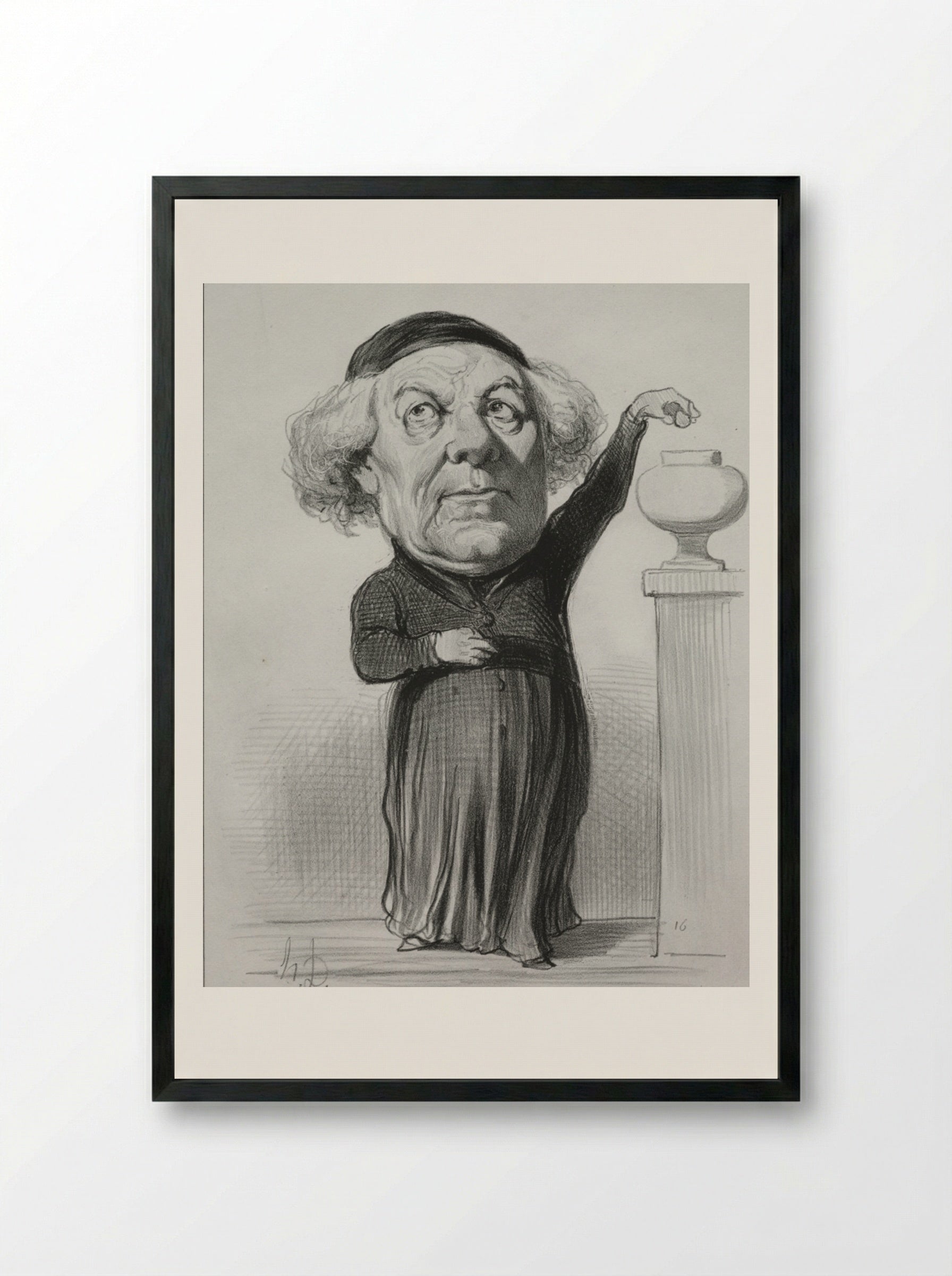 Jean Jacques Fayet, Bishop of Orléans - Honoré Daumier - Framed Print Black