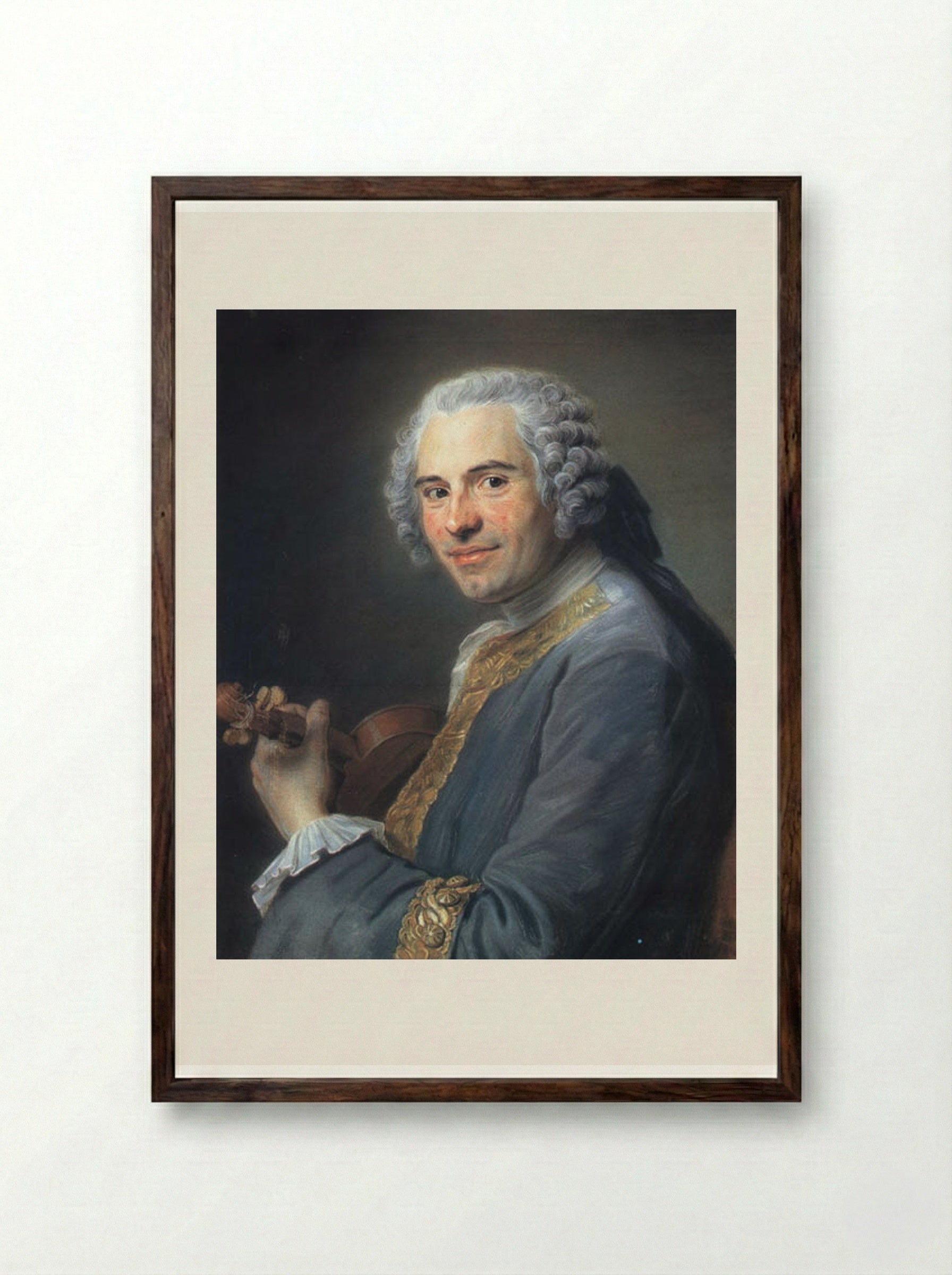 Jean-Joseph Cassanea de Mondonville - Maurice Quentin de La Tour - Framed Print Dark Wood