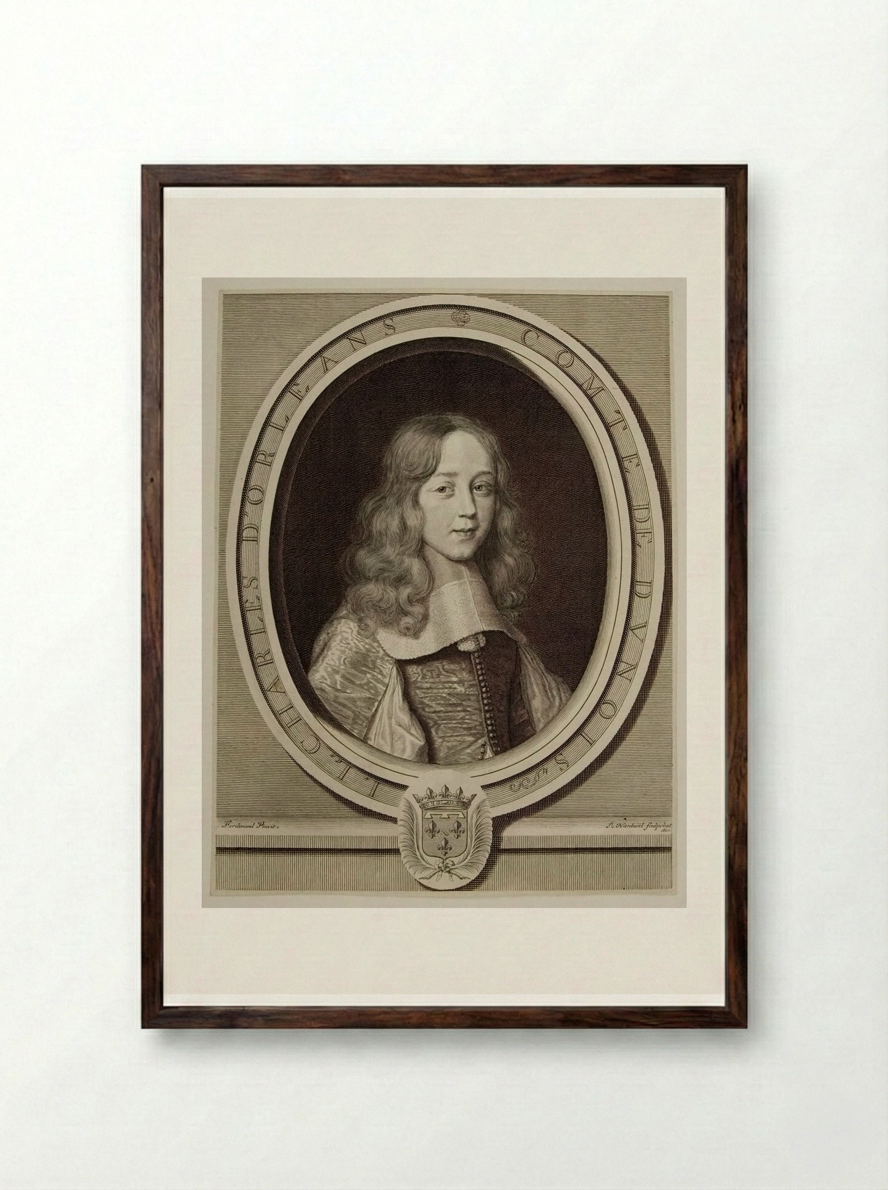 Jean-Louis-Charles d'Orleans-Longueville, Comte de Dunois - Robert Nanteuil - Framed Print Dark Wood