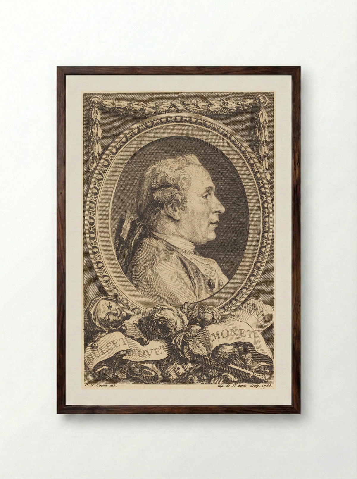 Jean Monnet - Augustin de Saint-Aubin - Framed Print Dark Wood