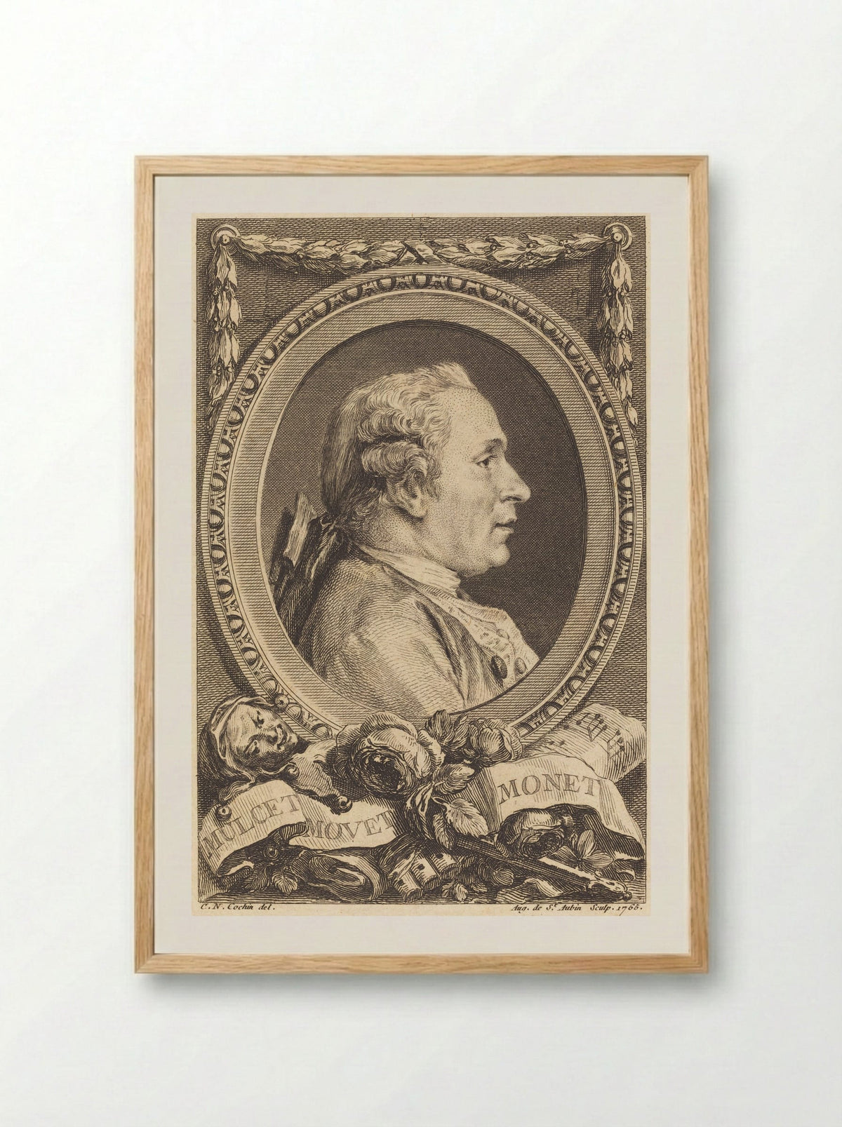 Jean Monnet - Augustin de Saint-Aubin - Framed Print Wood