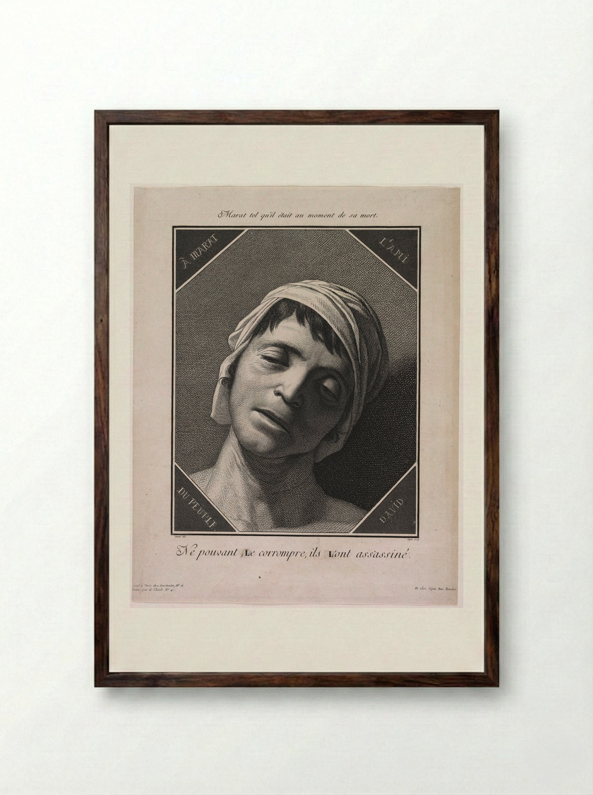 Jean-Paul Marat - Jacques-Louis Copia - Framed Print Dark Wood