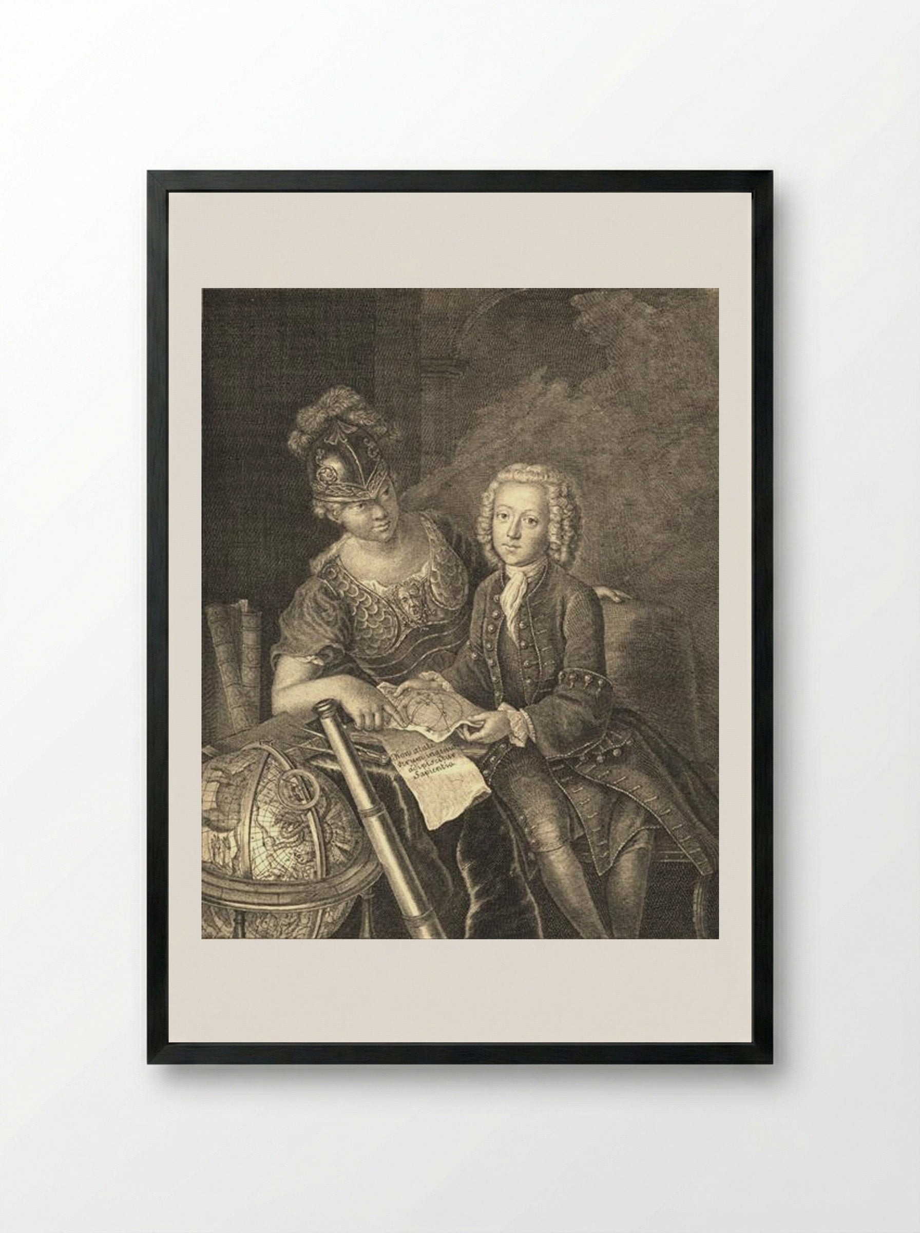 Jean Philippe Baratier presented by Minerva - Antoine Pesne - Framed Print Black