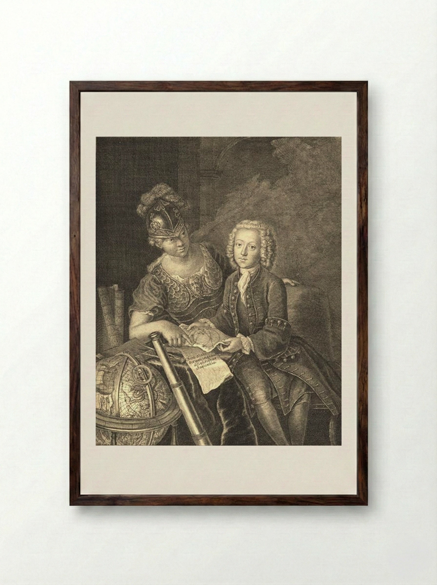 Jean Philippe Baratier presented by Minerva - Antoine Pesne - Framed Print Dark Wood