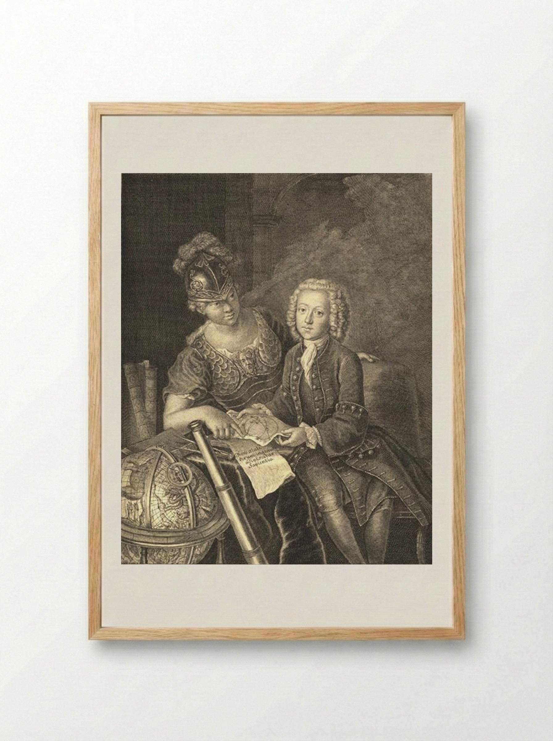 Jean Philippe Baratier presented by Minerva - Antoine Pesne - Framed Print Wood