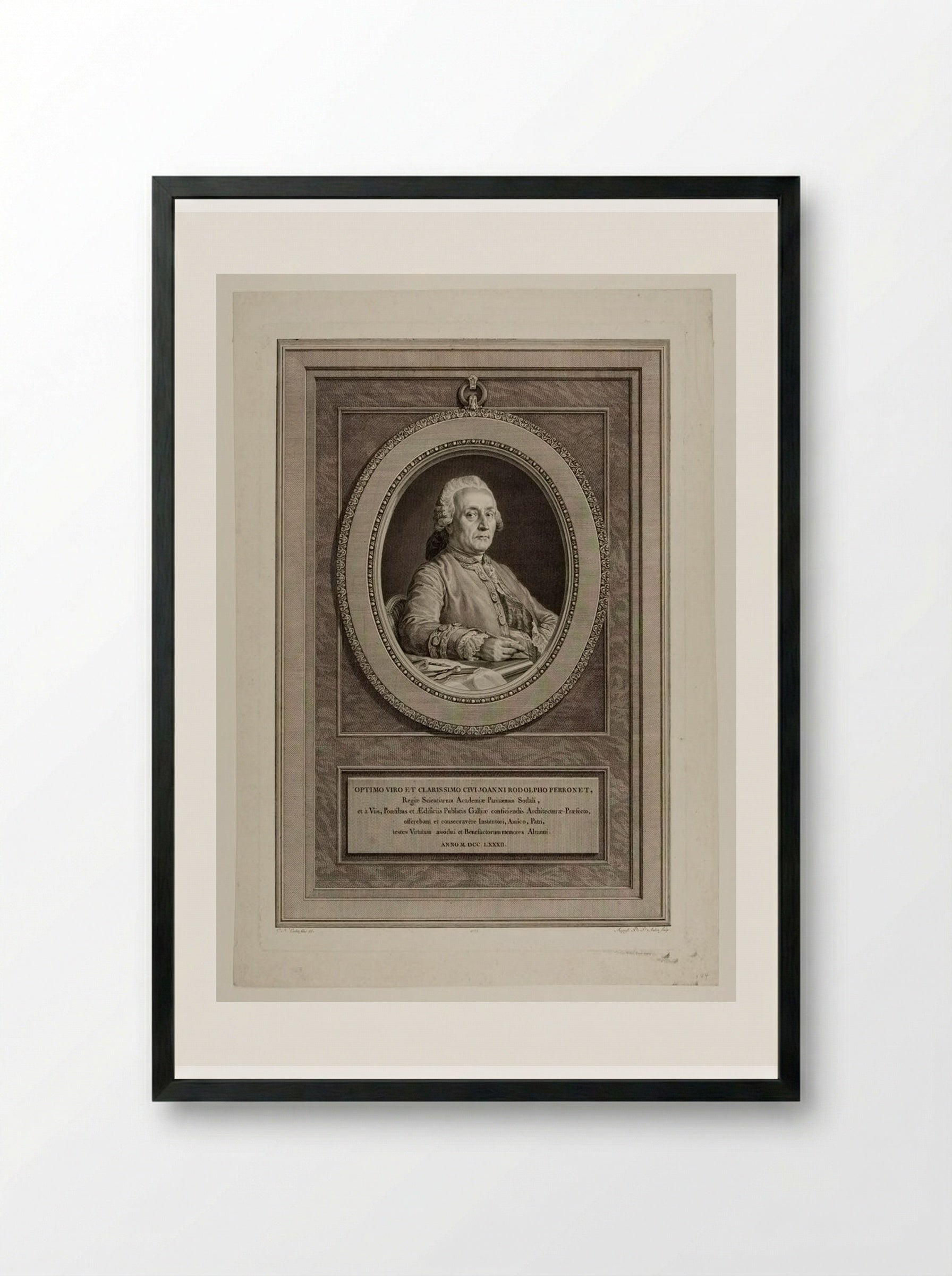 Jean Rodolphe Perronet - Augustin de Saint-Aubin - Framed Print Black