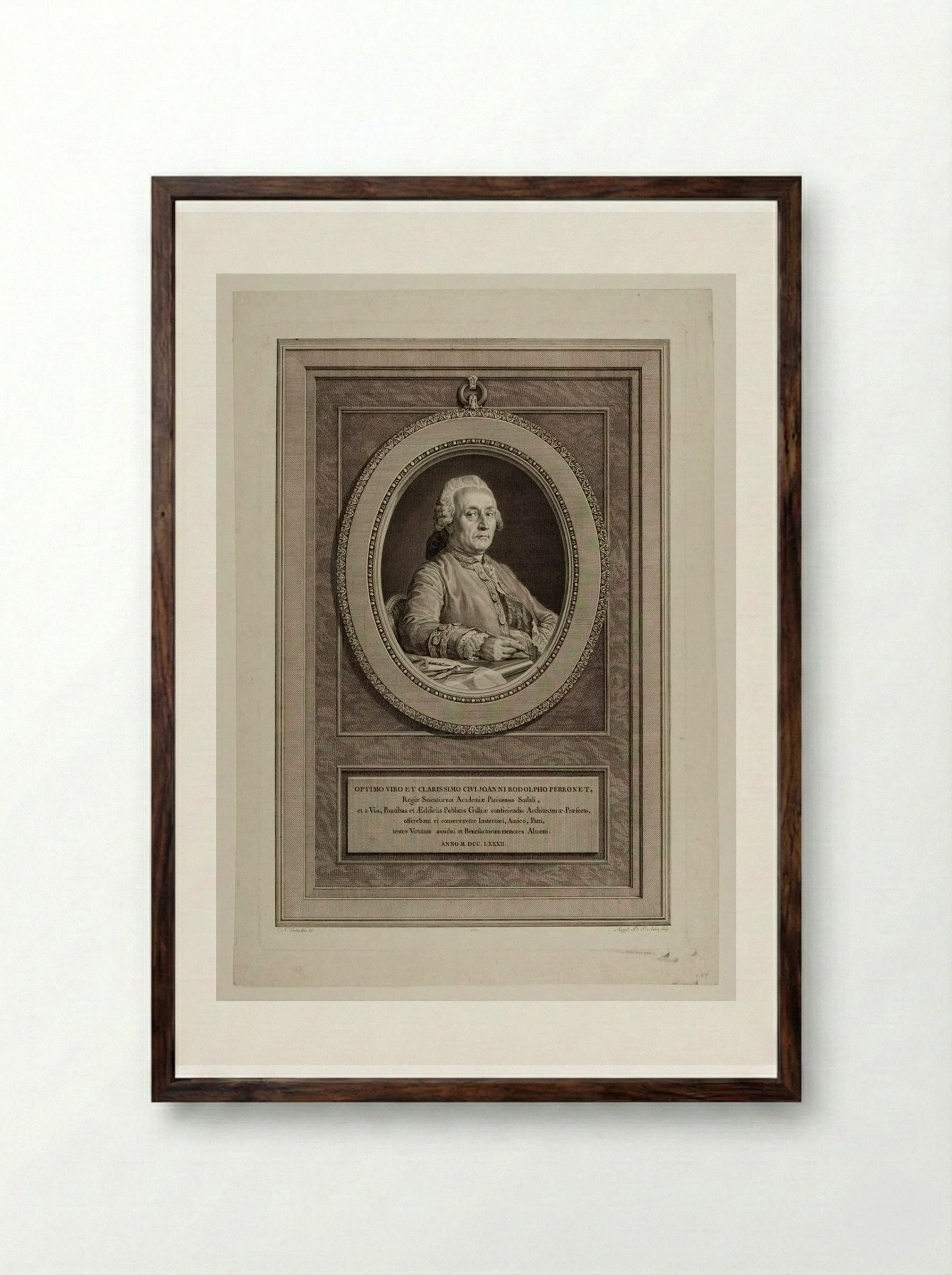 Jean Rodolphe Perronet - Augustin de Saint-Aubin - Framed Print Dark Wood