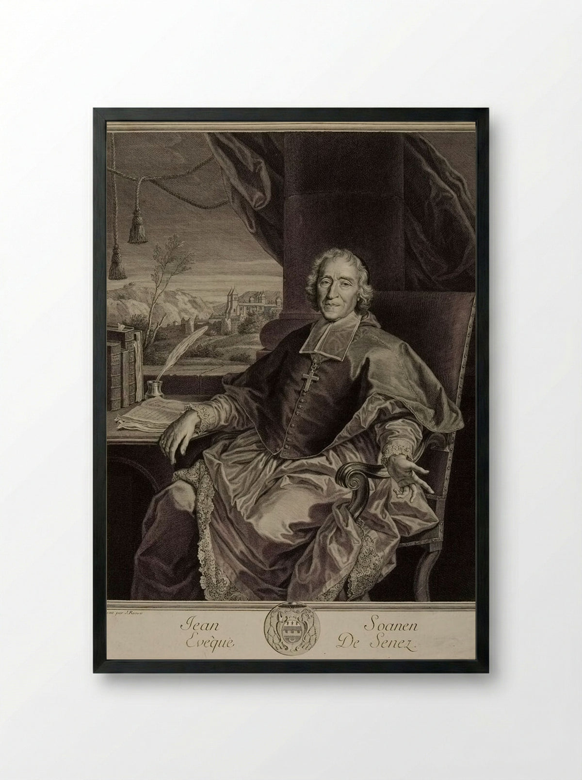 Jean Soanen, Bishop of Senez - Jacques Chereau - Framed Print Black