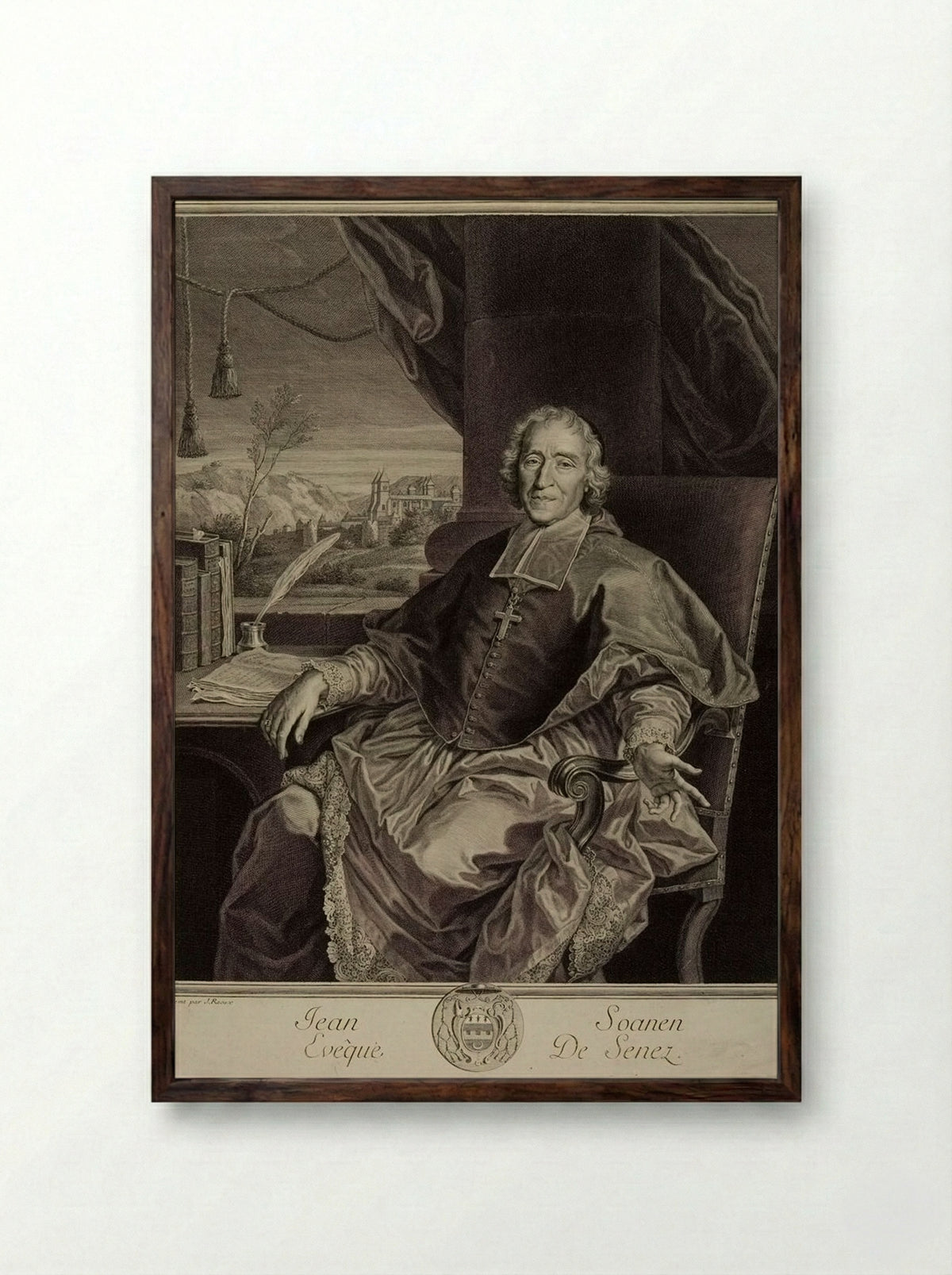Jean Soanen, Bishop of Senez - Jacques Chereau - Framed Print Dark Wood