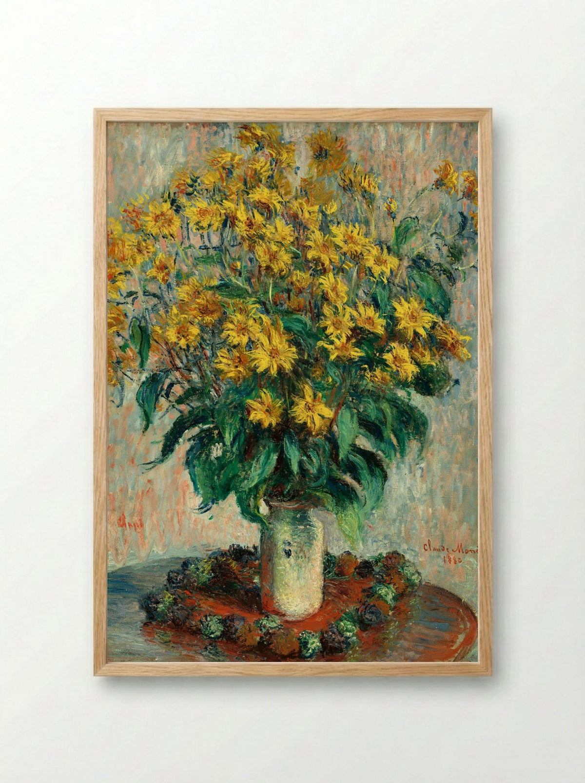 Jerusalem Artichoke Flowers - Claude Monet - Framed Print Wood