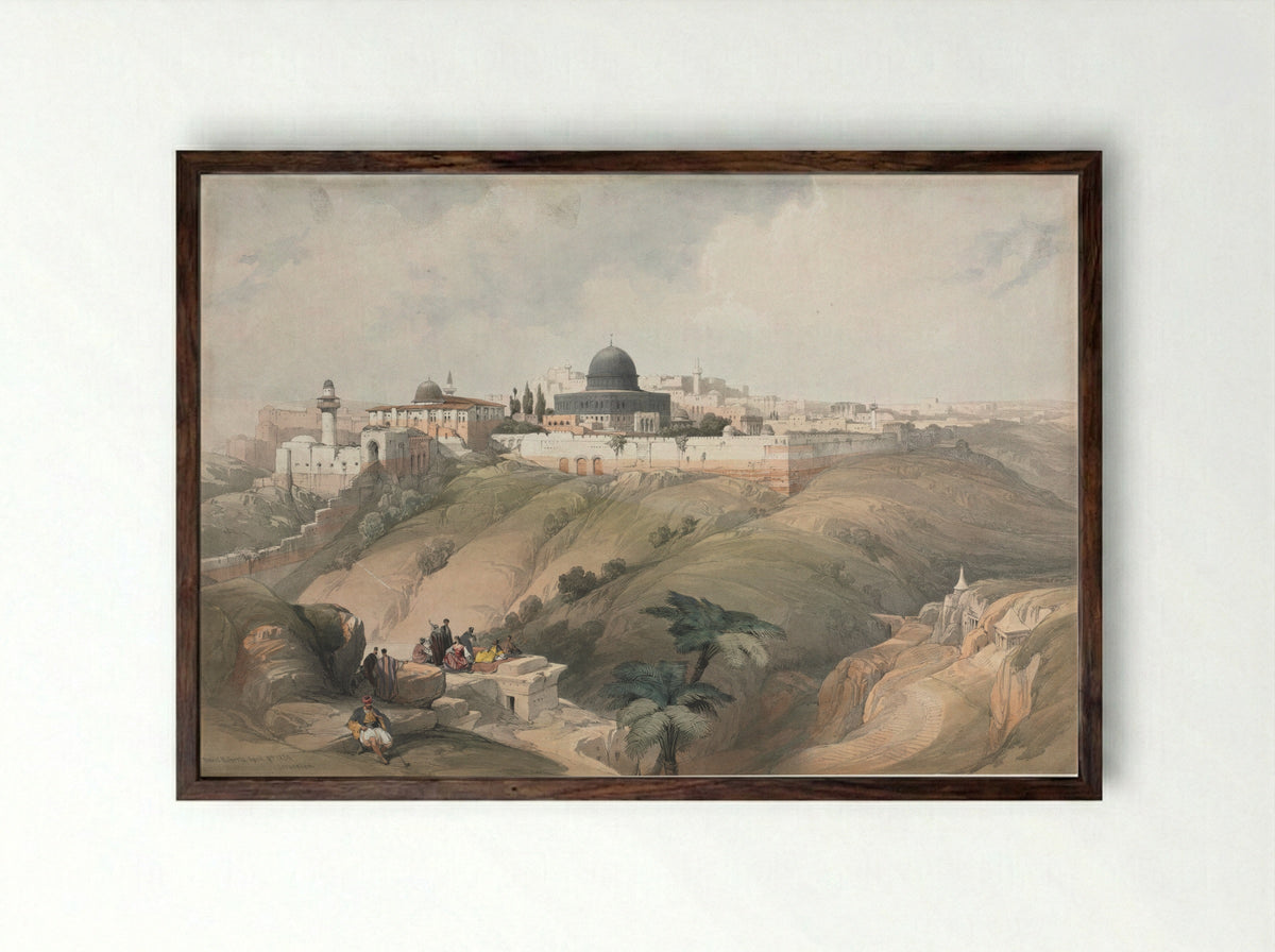 Jerusalem - David Roberts - Framed Print Dark Wood