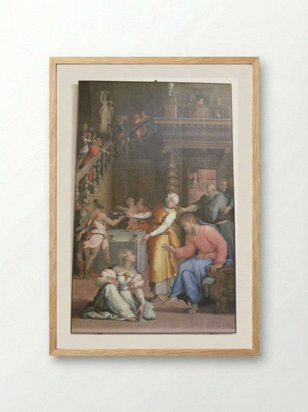 Jesus Christ in the House of Martha and Mary - Giorgio Vasari - Framed Print Wood