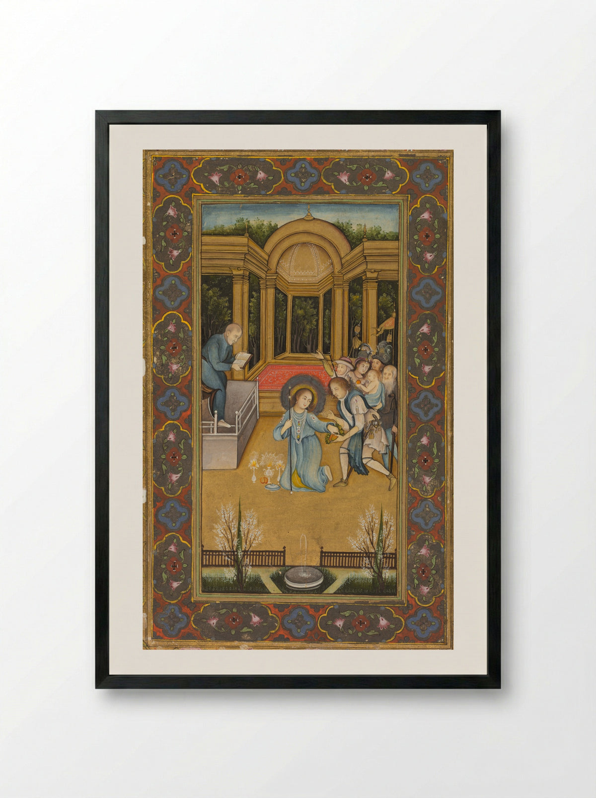 Jesus among the doctors in the Temple - Mir Kalan Khan - Framed Print Black