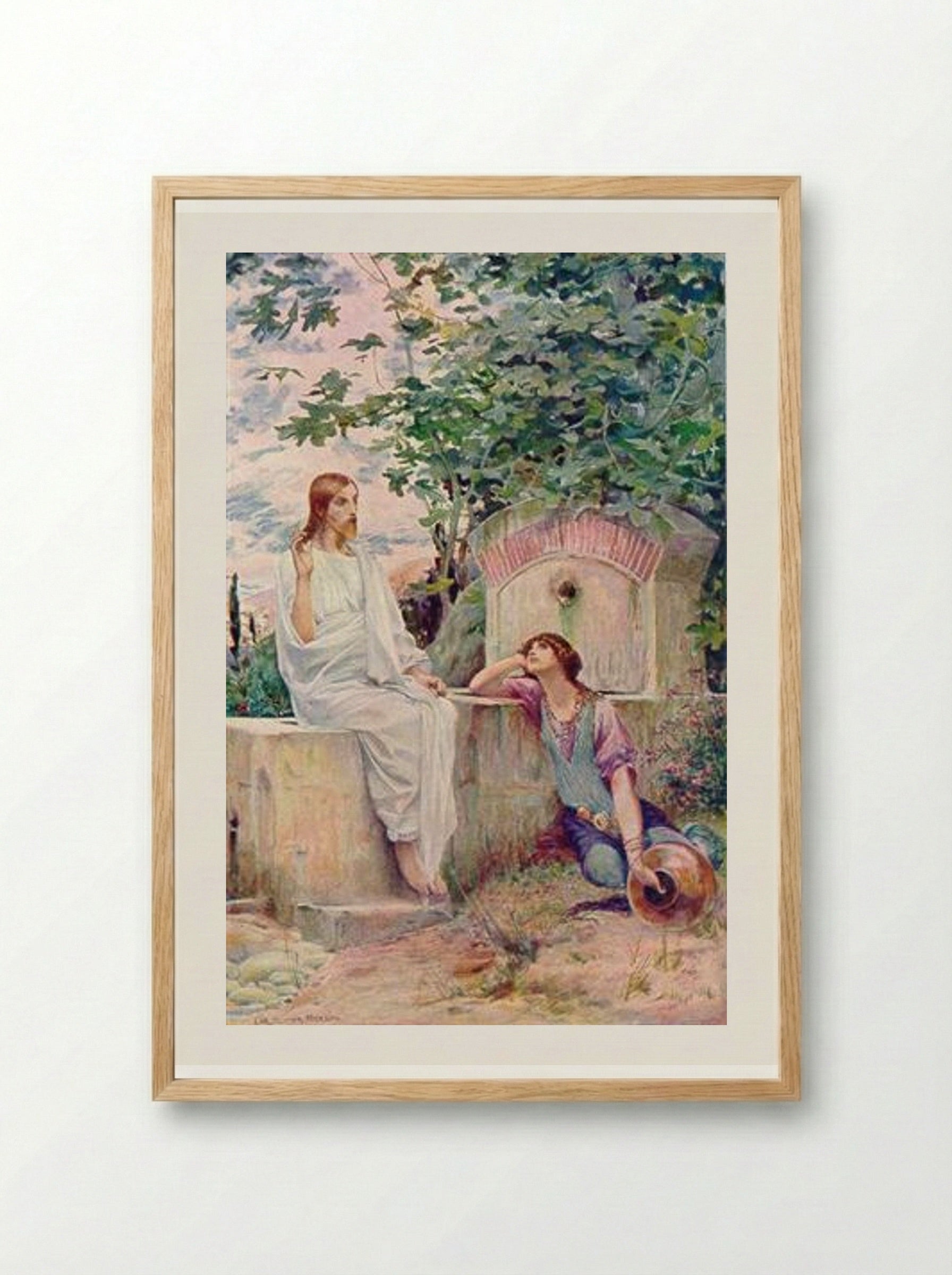 Jesus at the Well - Luc-Olivier Merson - Framed Print Wood