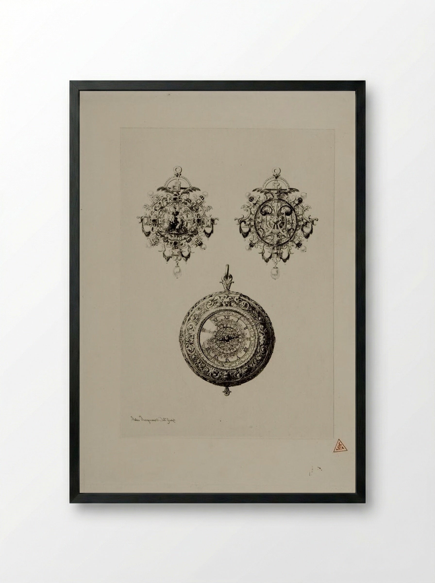 Jewels of the 16th Century; Watch of the 17th Century - Jules Ferdinand Jacquemart - Framed Print Black