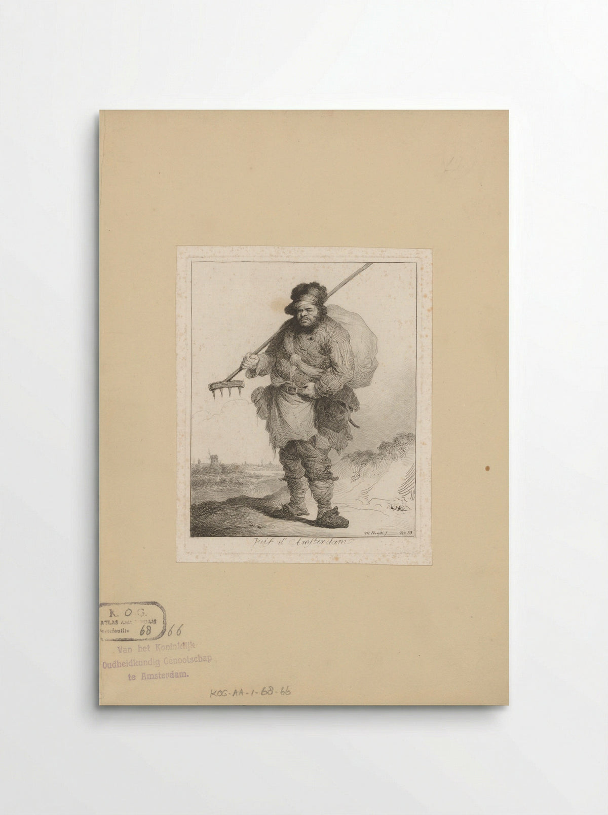Jewish Man from Amsterdam with a Sack and Rake - Michał Płoński - Poster