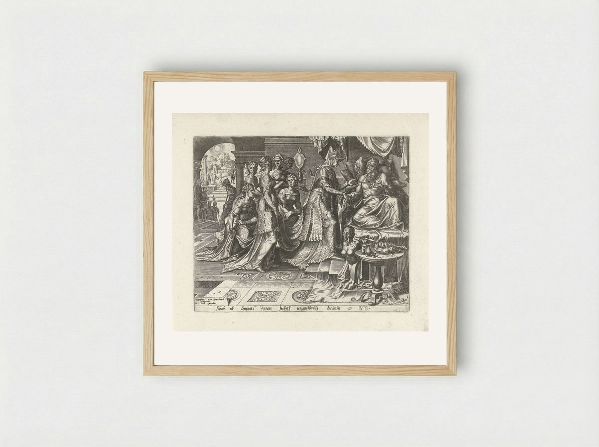 Jezebel Promises King Ahab Naboth's Vineyard - Philips Galle - Framed Print Wood