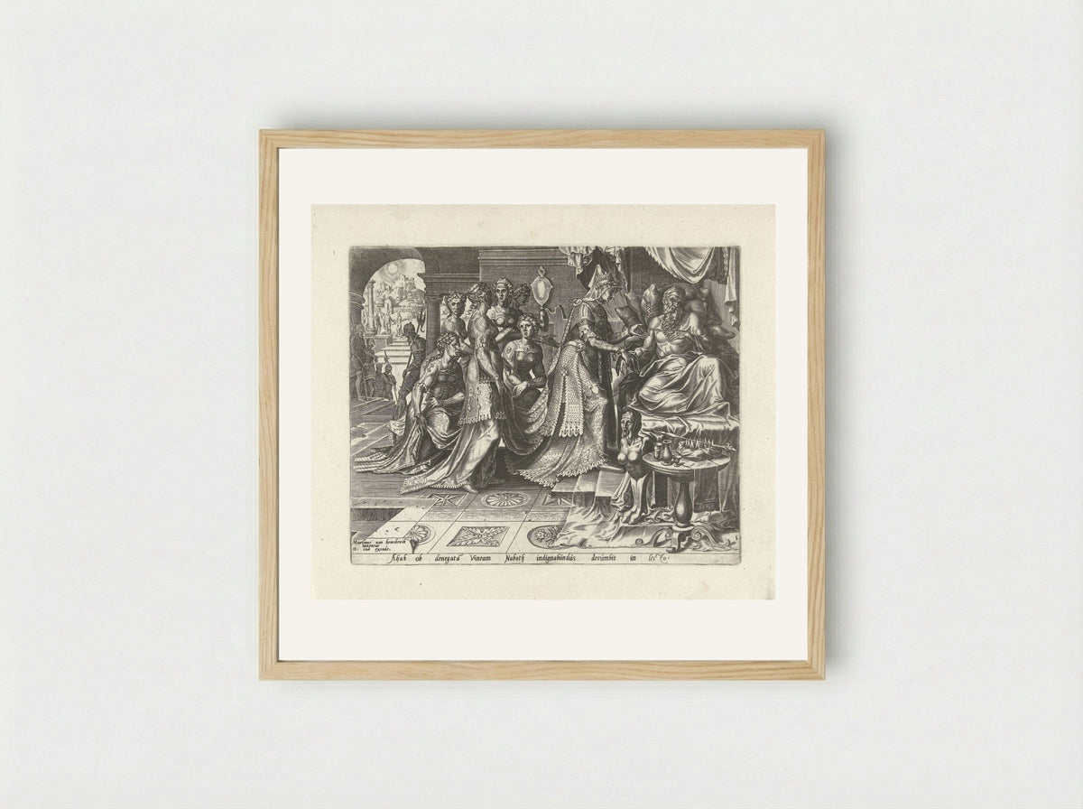 Jezebel Promises King Ahab Naboth's Vineyard - Philips Galle - Framed Print Wood