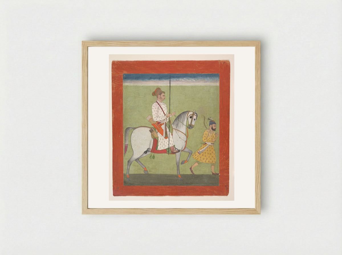 Jhujhar Singh on Horseback - Dalchand - Framed Print Wood
