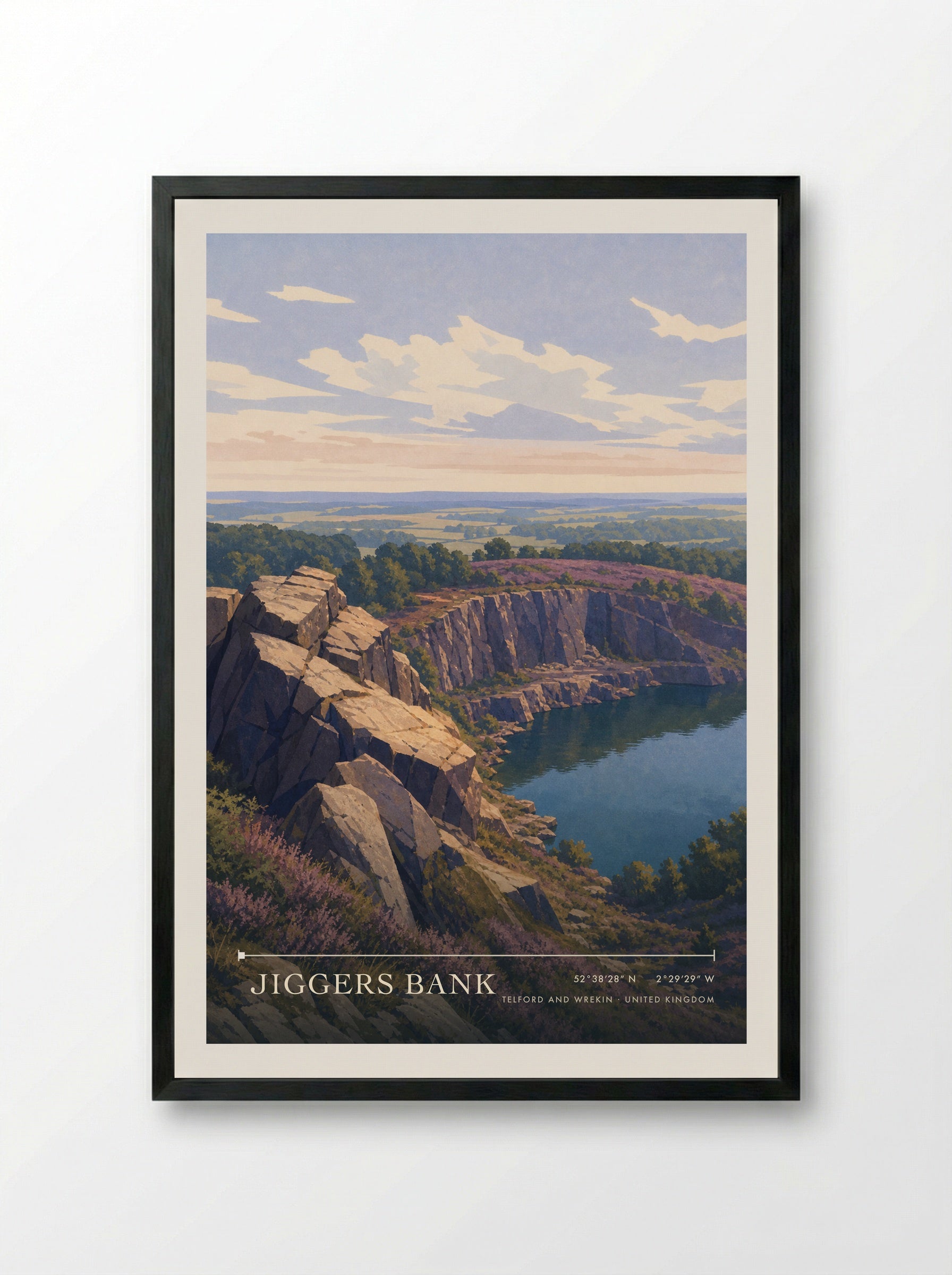 Jiggers Bank Telford and Wrekin United Kingdom Travel Poster - Framed Print Black