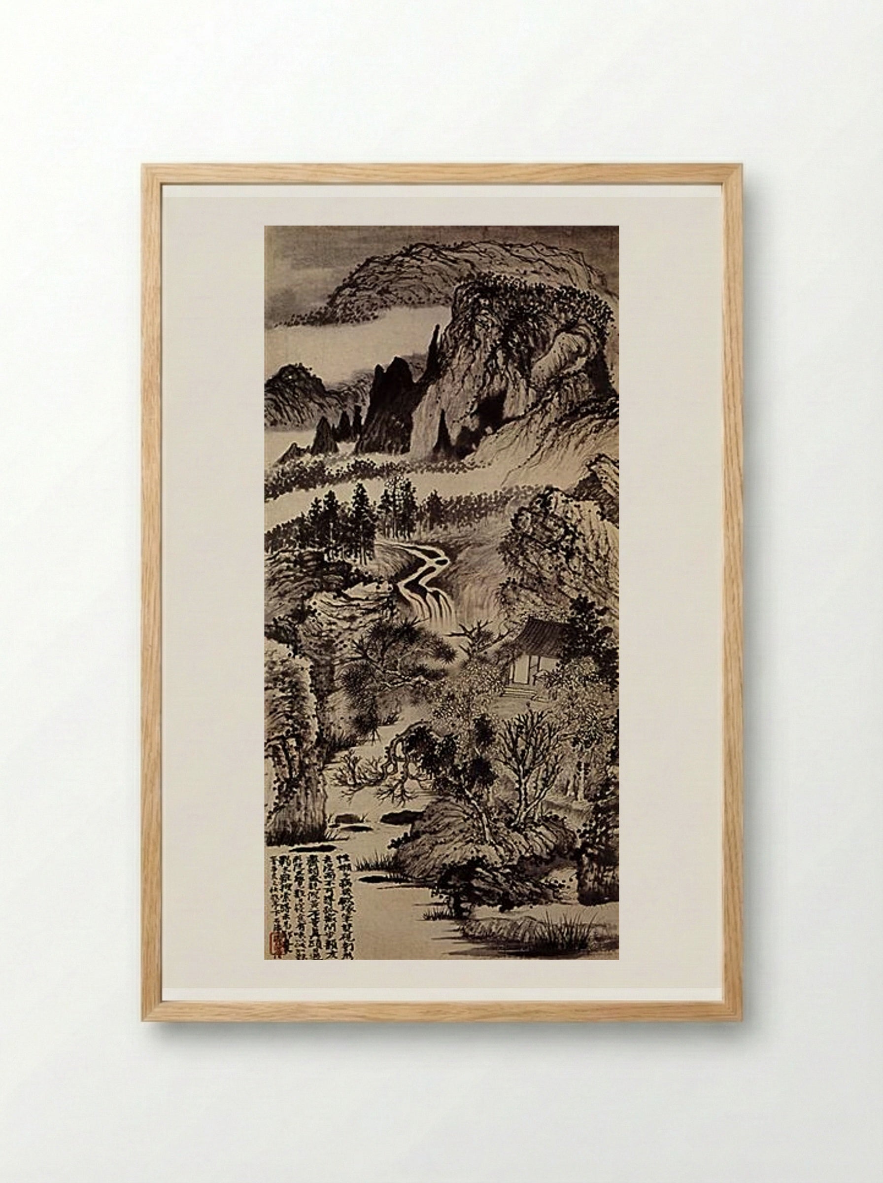 Jinting Mountains in Autumn - Shitao - Framed Print Wood
