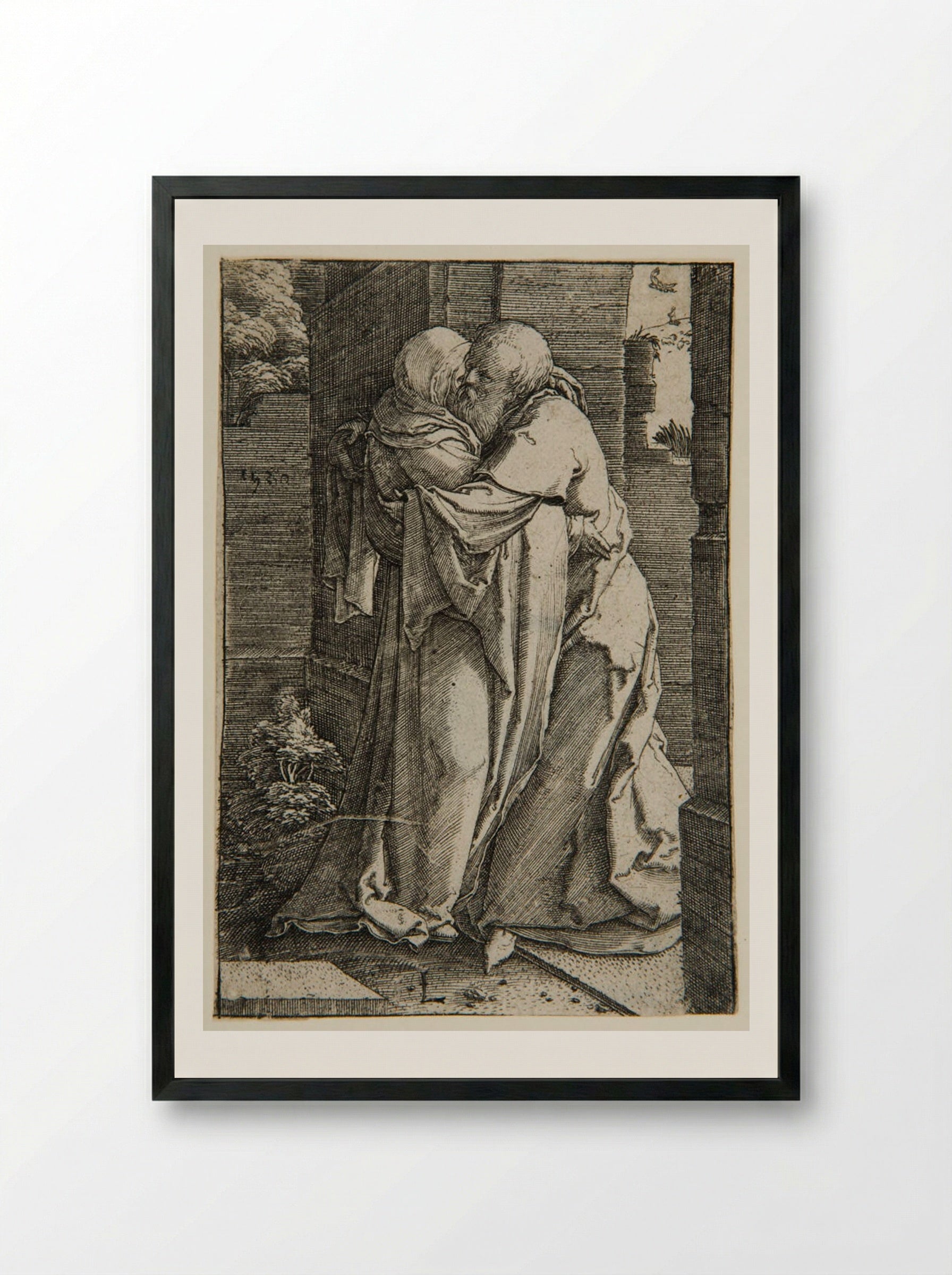 Joachim and Anna at the Golden Gate - Lucas van Leyden - Framed Print Black