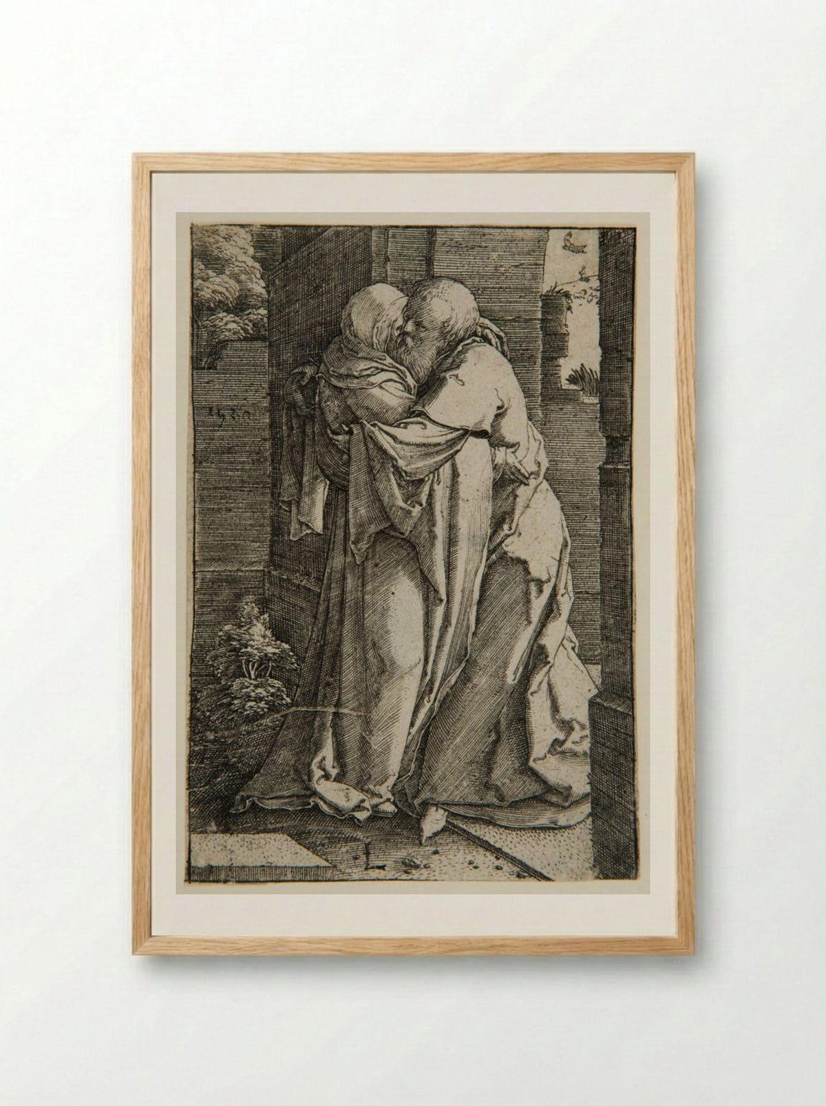 Joachim and Anna at the Golden Gate - Lucas van Leyden - Framed Print Wood
