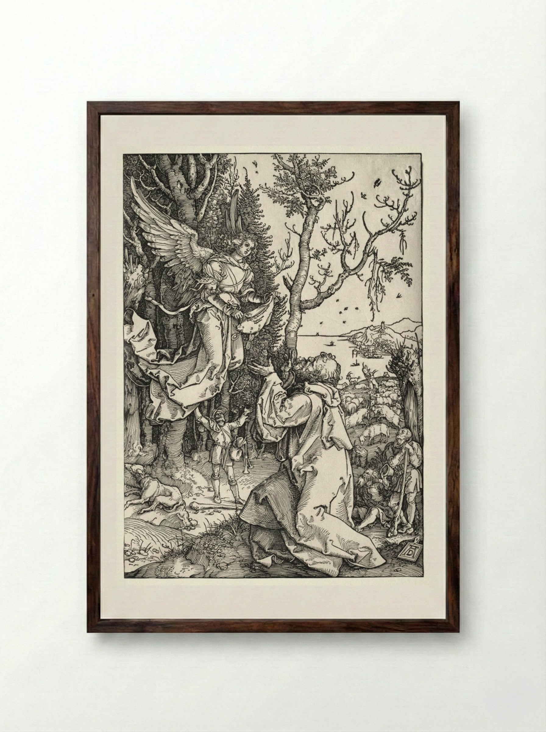 Joachim and the Angel - Albrecht Dürer - Framed Print Dark Wood