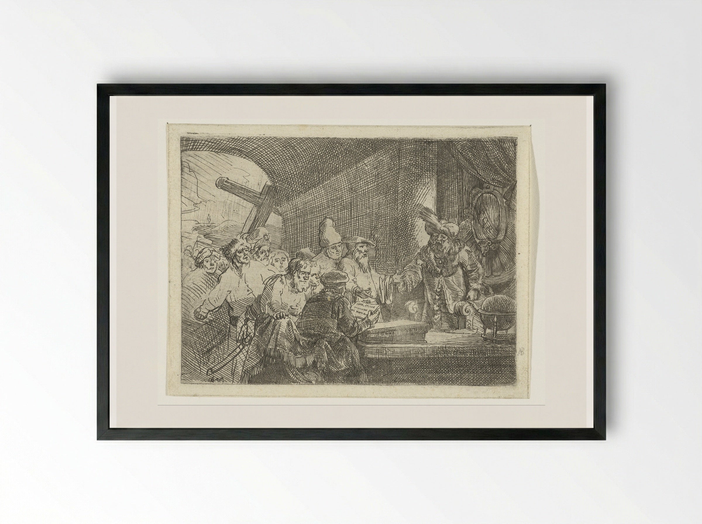 Joden voor Pilatus - Samuel van Hoogstraten - Framed Print Black