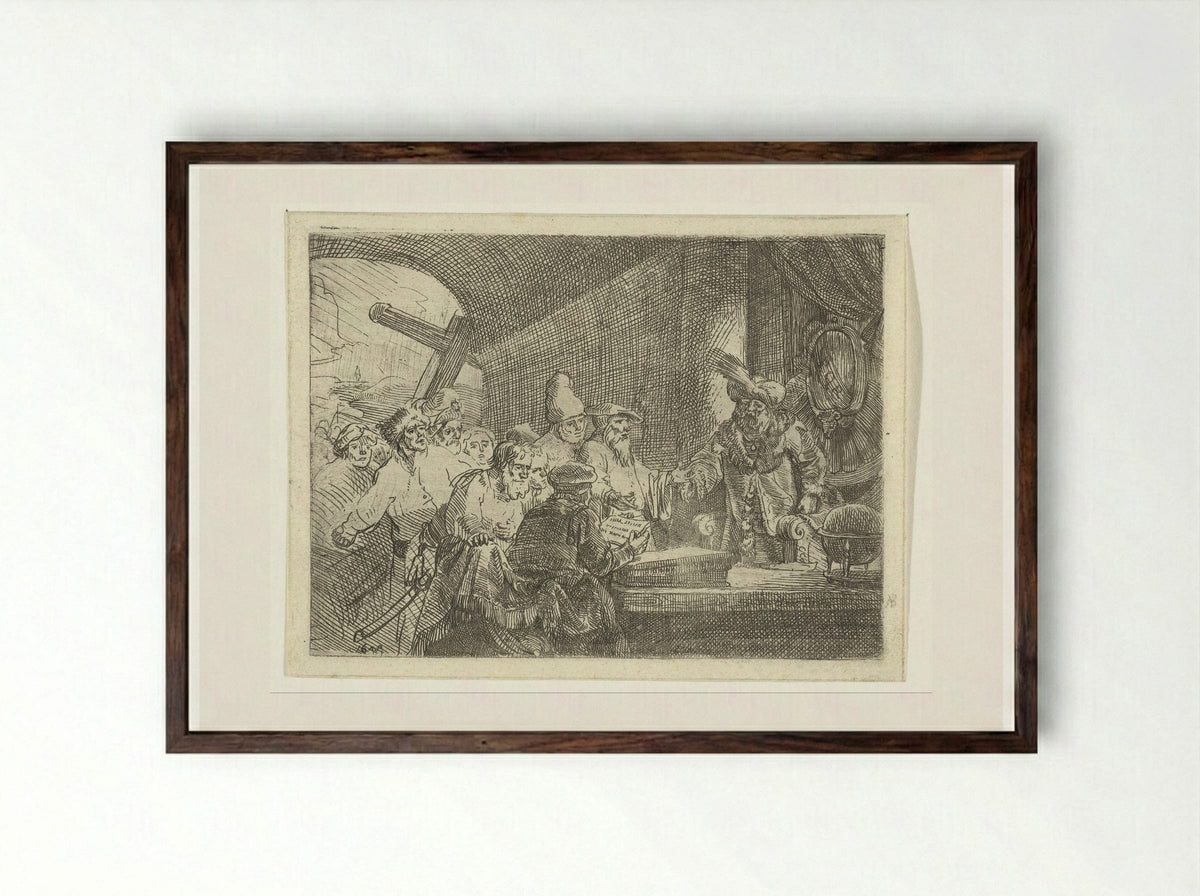 Joden voor Pilatus - Samuel van Hoogstraten - Framed Print Dark Wood