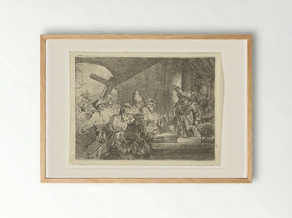 Joden voor Pilatus - Samuel van Hoogstraten - Framed Print Wood