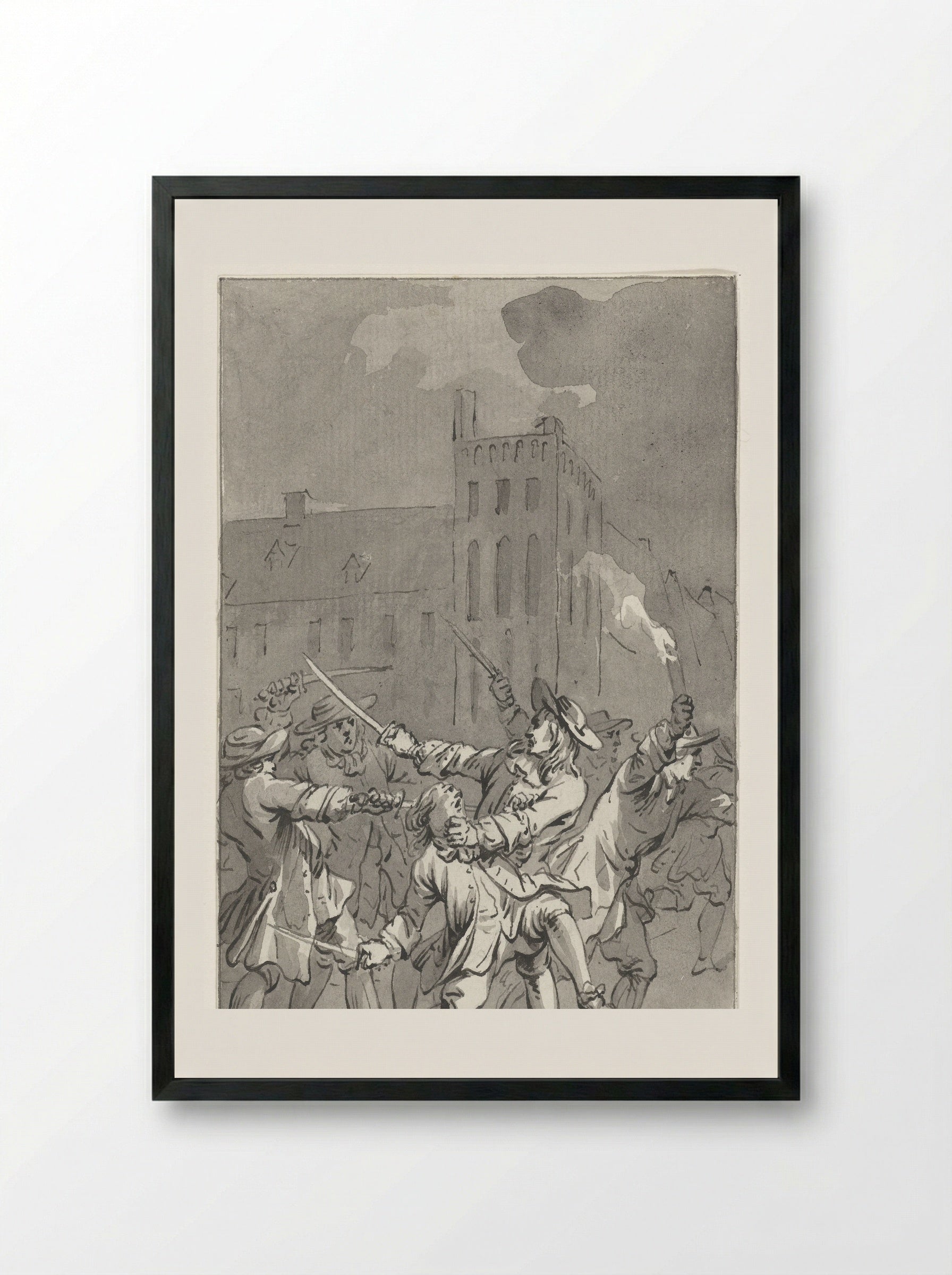 Johan de Witt aangevallen en zwaar gewond, 1672 - Jacobus Buys - Framed Print Black