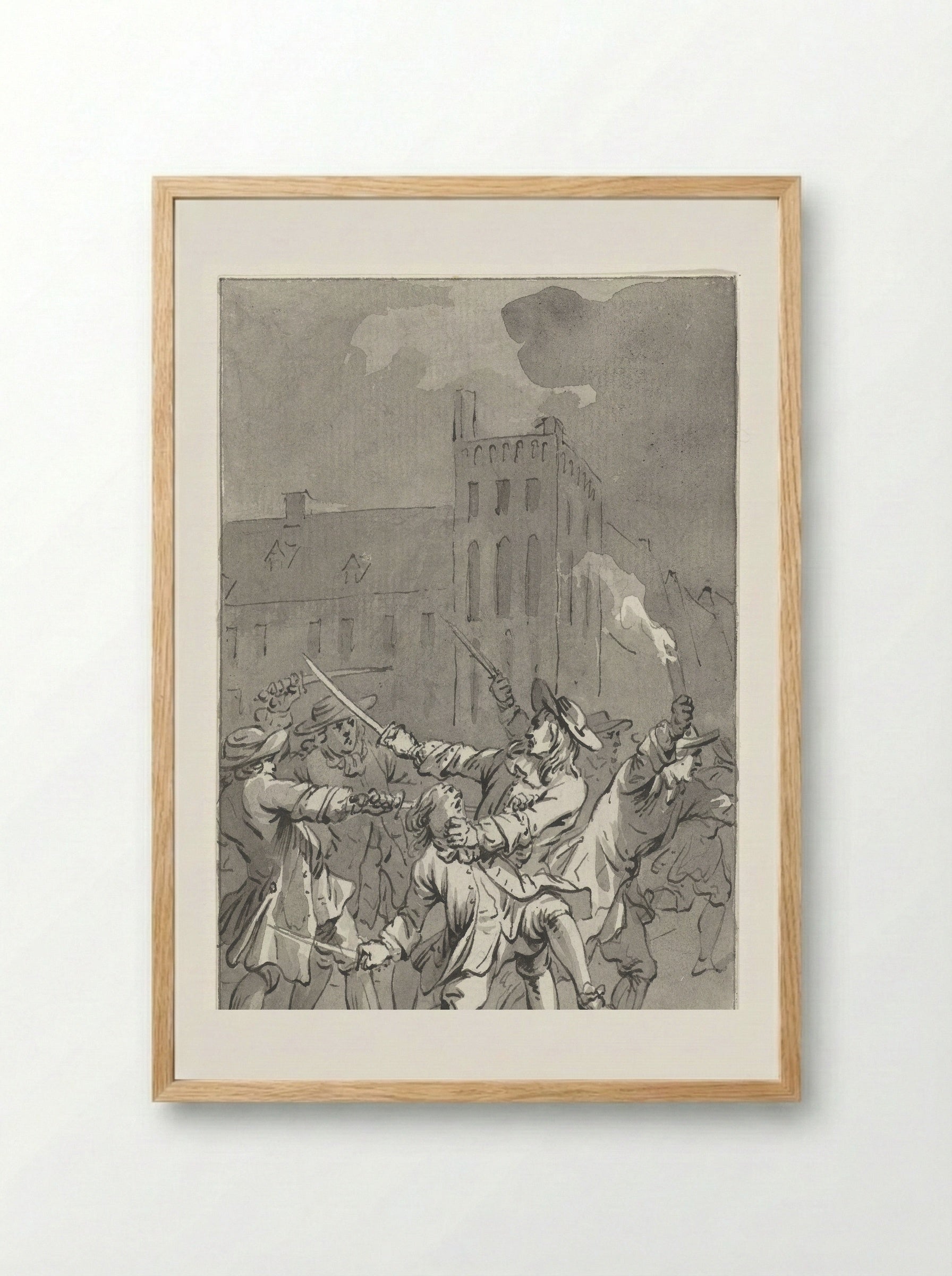 Johan de Witt aangevallen en zwaar gewond, 1672 - Jacobus Buys - Framed Print Wood